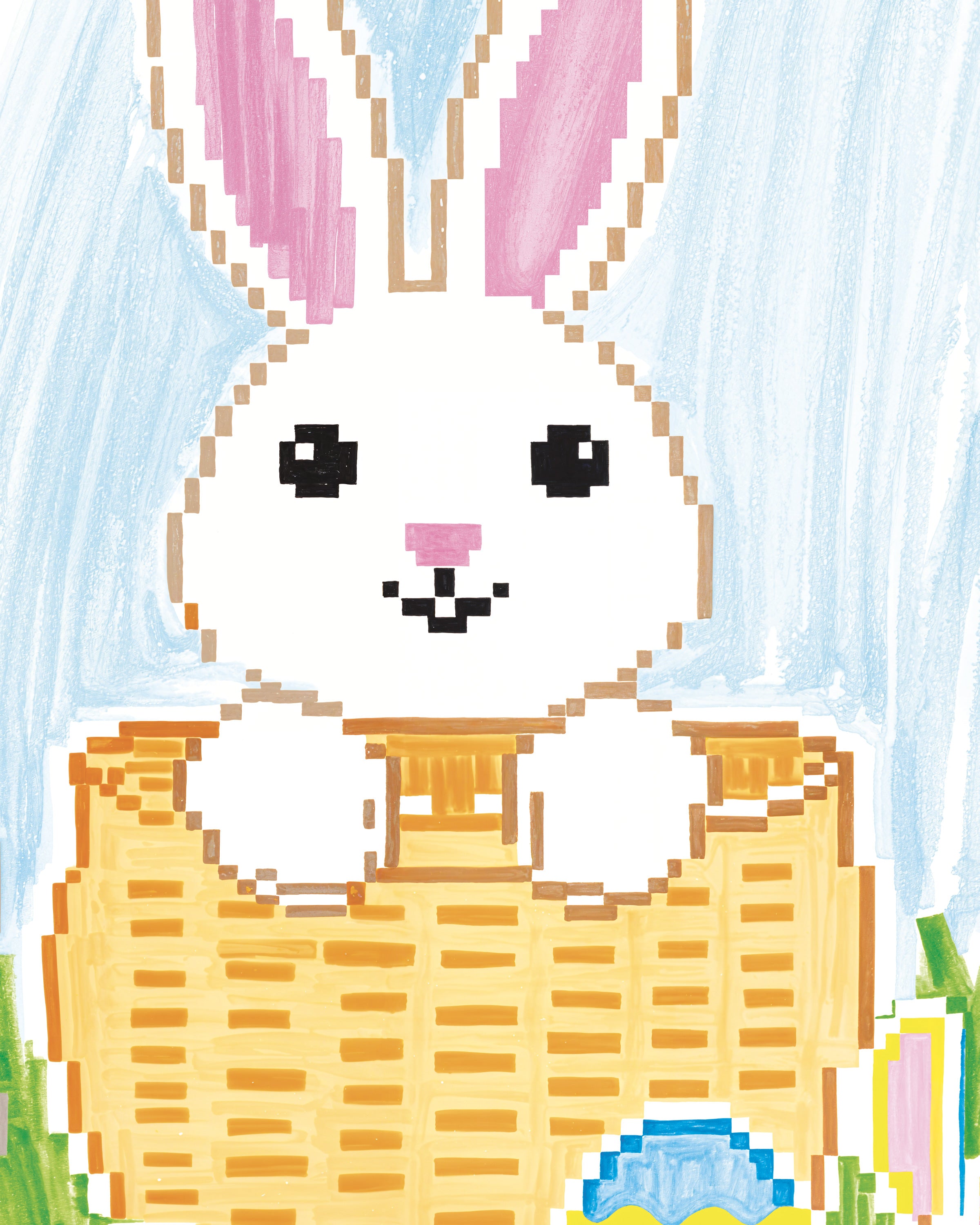 Pixel Bunny Basket – Pääsiäismunat & Auringonpaiste - Juliste