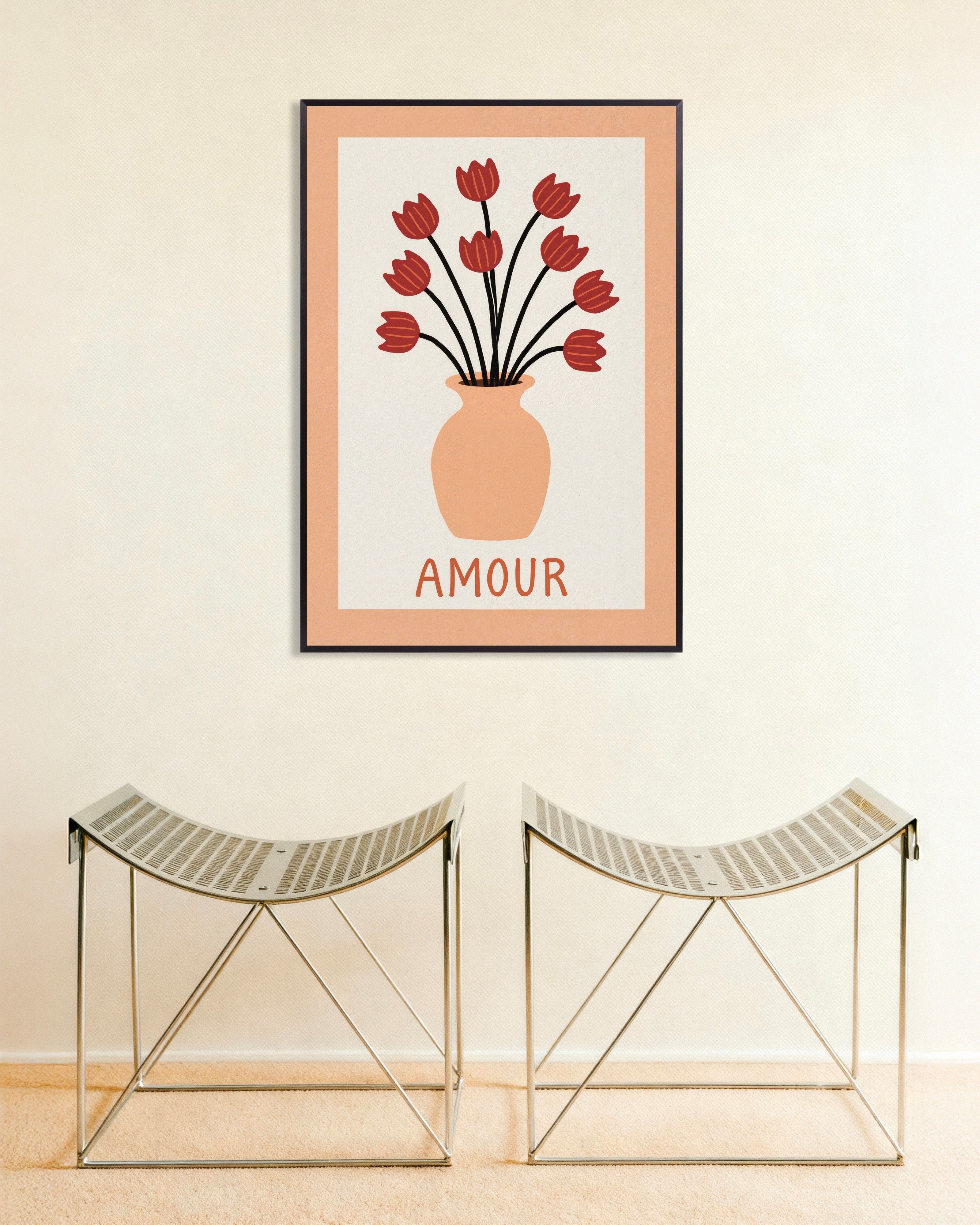 Poster of Amour - Tulips, with metal frame