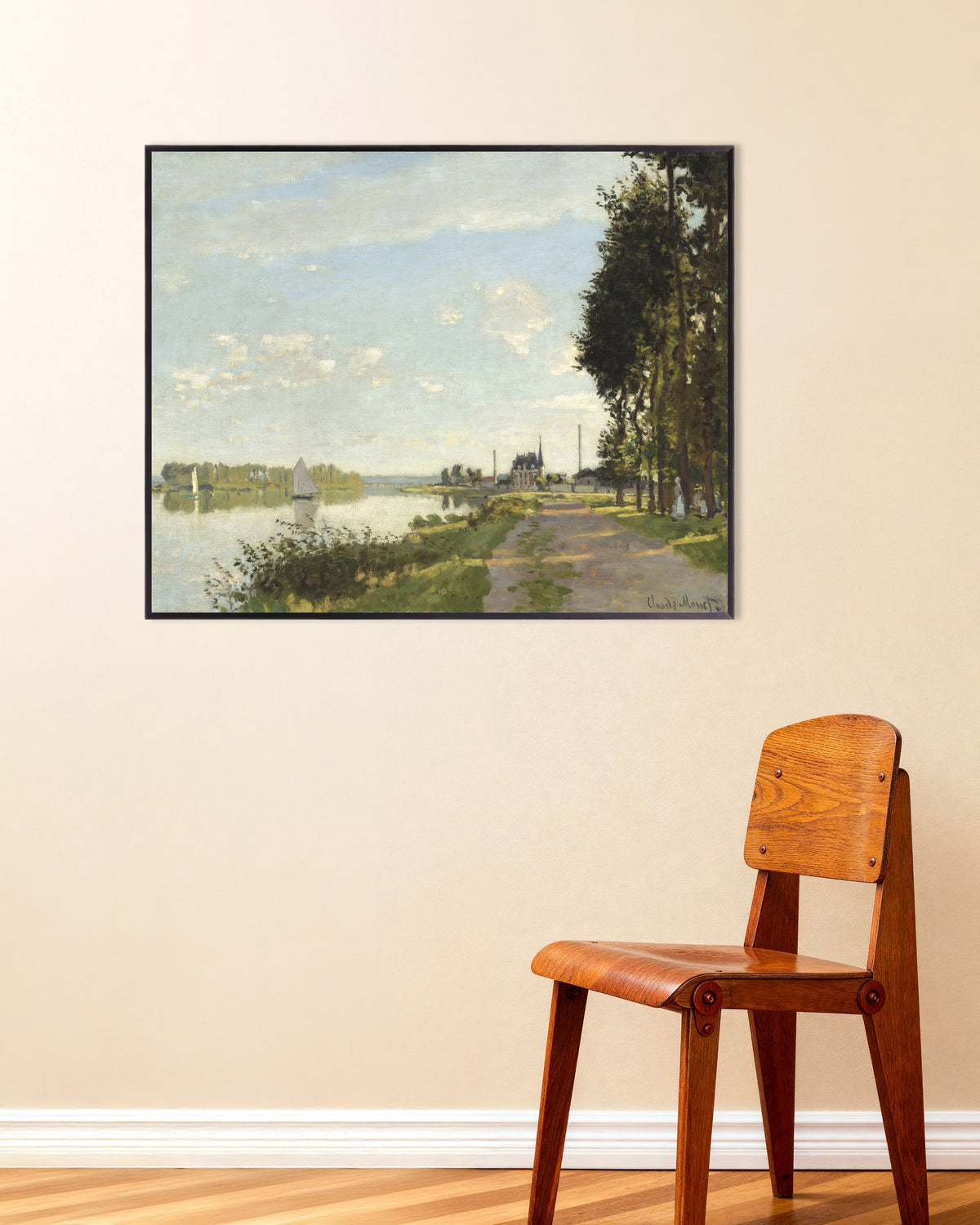 Claude Monet’n Argenteuil (n. 1872) -juliste metallikehyksessä