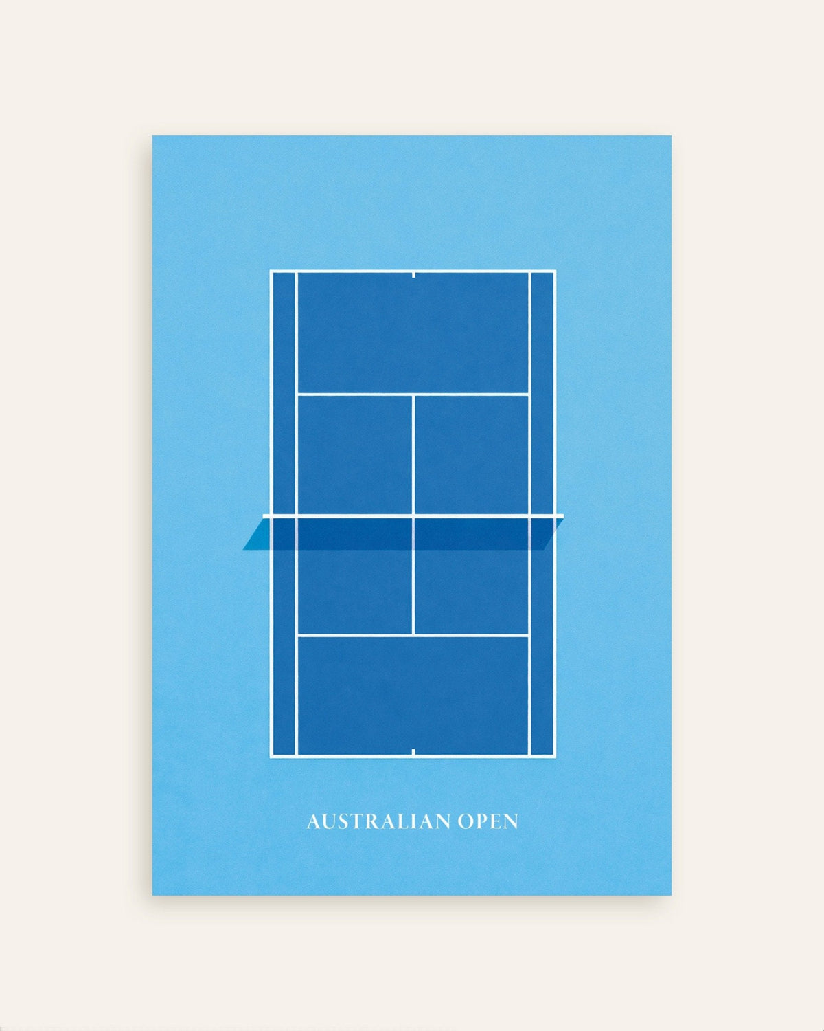 Australian Open -tennisjuliste – minimalistinen sininen kenttäjuliste, pikkukuva