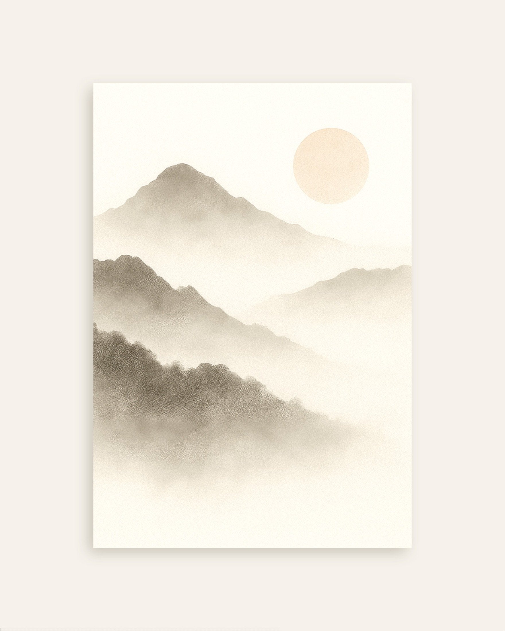 Poster of Beige mountain landscape art print, thumbnail