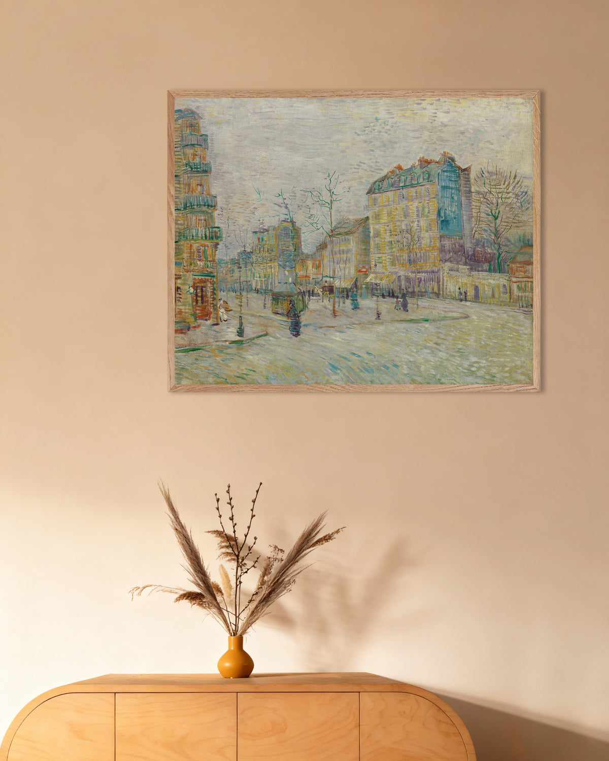 Juliste teoksesta Vincent van Goghin Boulevard de Clichy (1887), luonnonvärisellä puukehyksellä