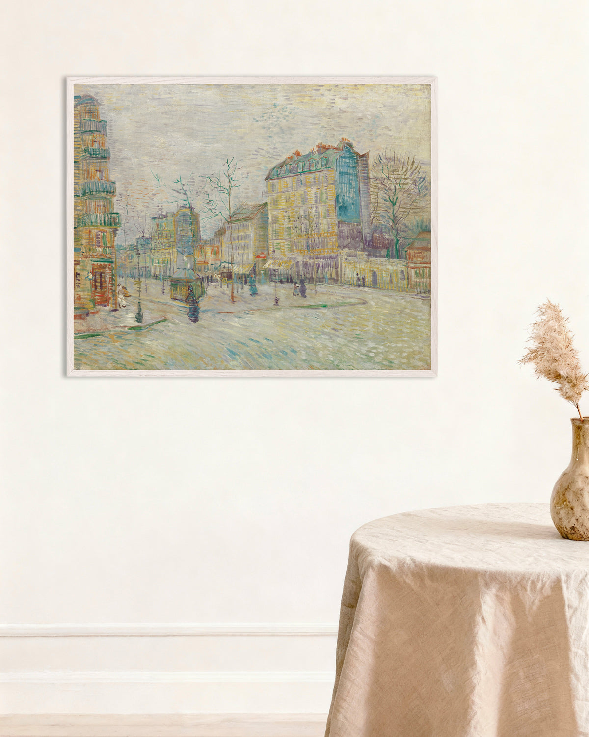 Juliste teoksesta Vincent van Goghin Boulevard de Clichy (1887), valkoisella puukehyksellä