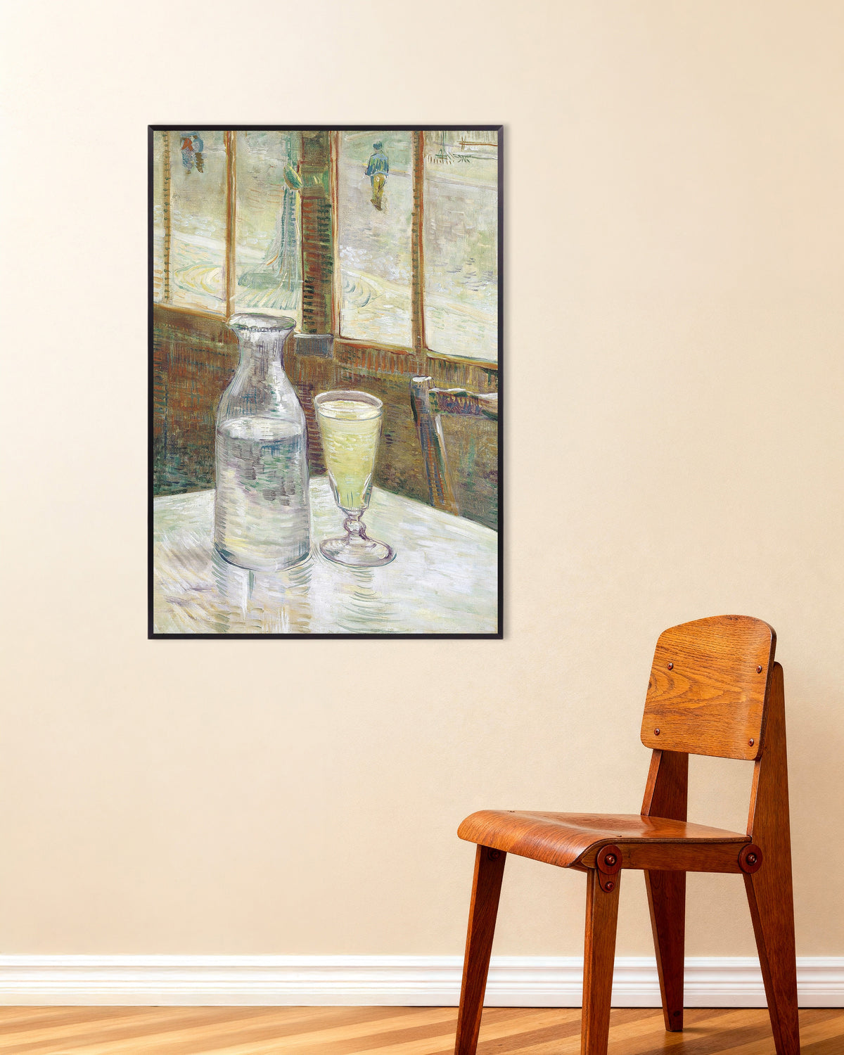 Juliste teoksesta Vincent van Goghin Cafépöytä absintin kera (1887), metallikehyksillä