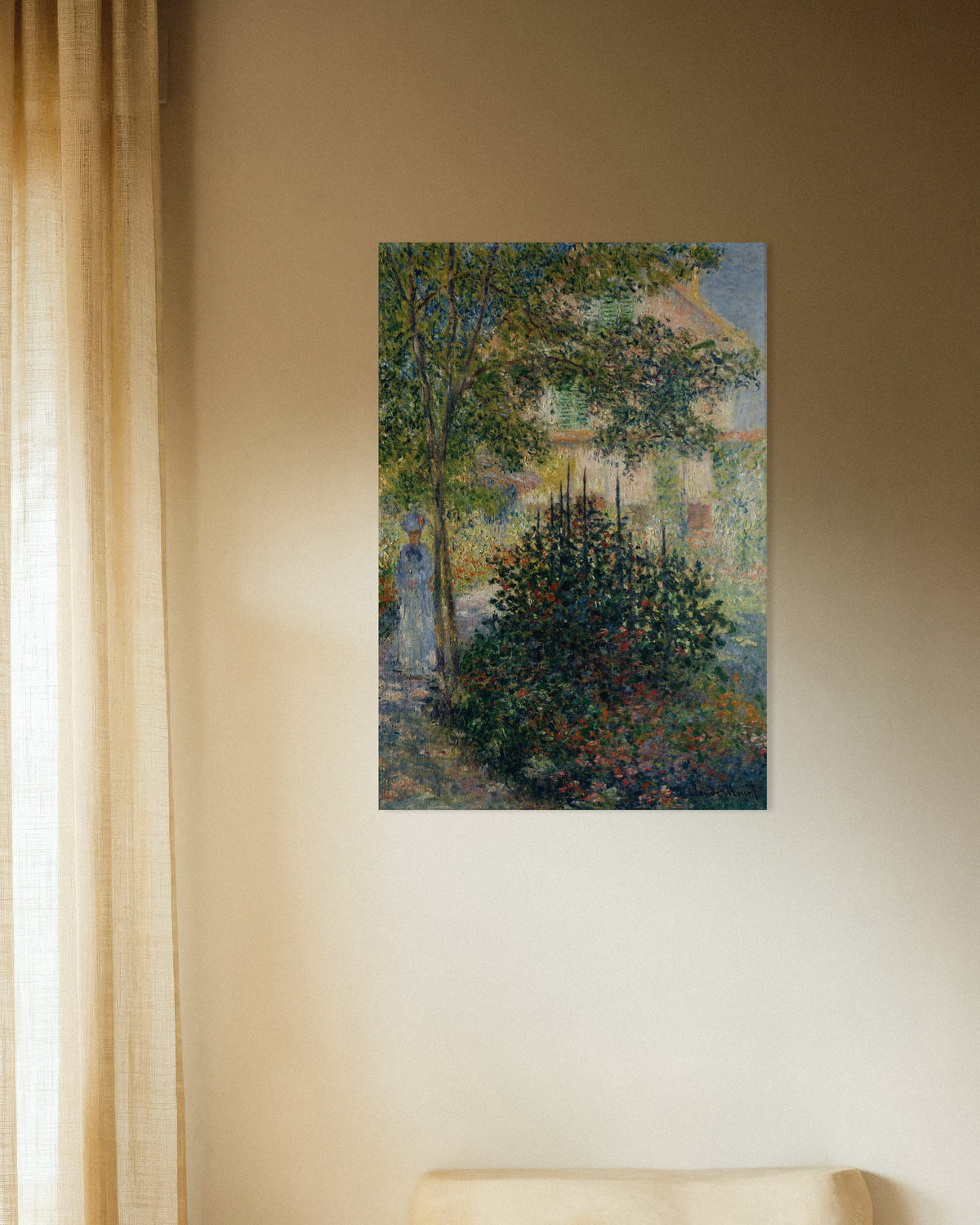 Claude Monet’n Camille Monet Argenteuilin puutarhassa (1876) -juliste