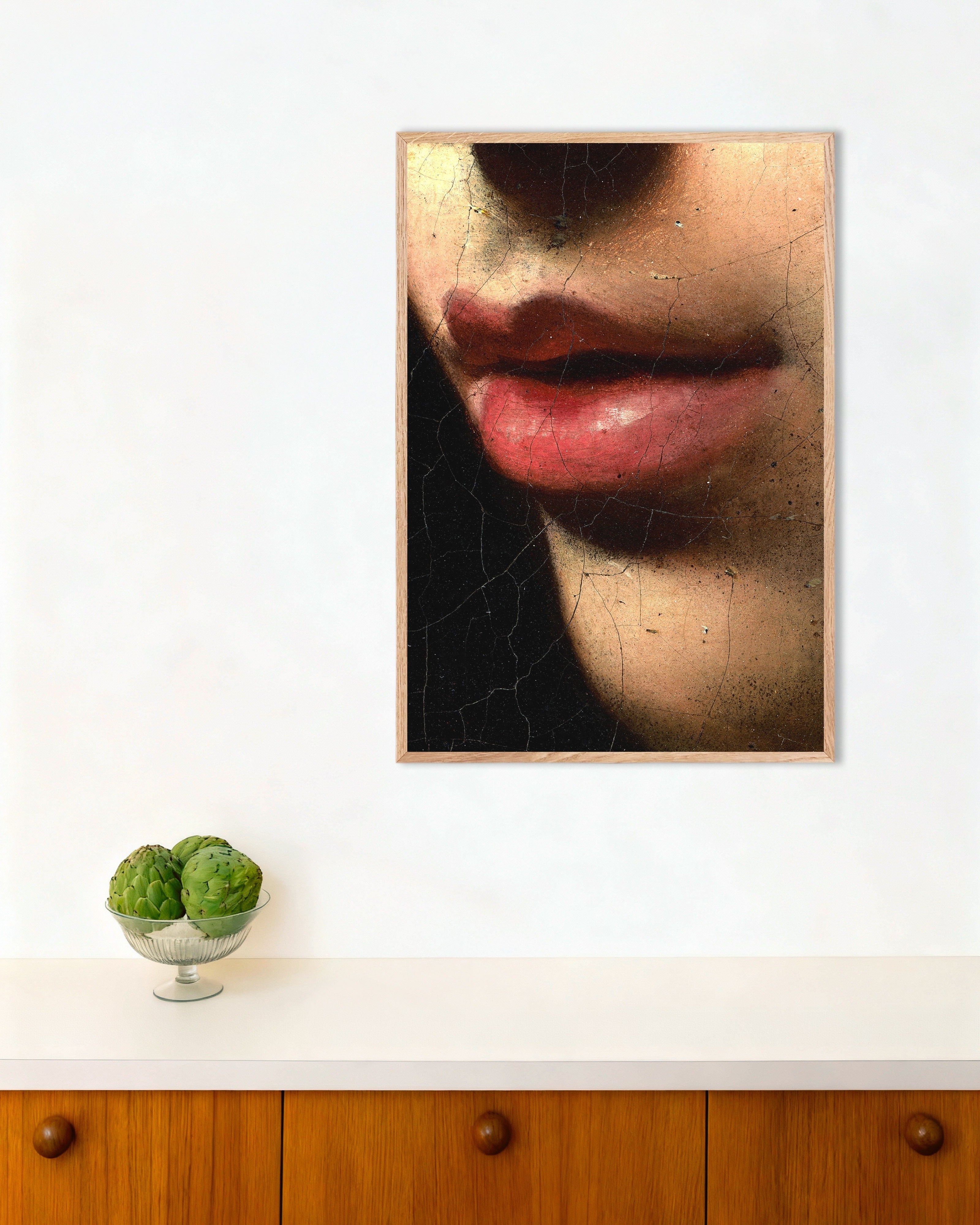 Poster of Caravaggio Print - "Judith and Holofernes", with natural wooden frame