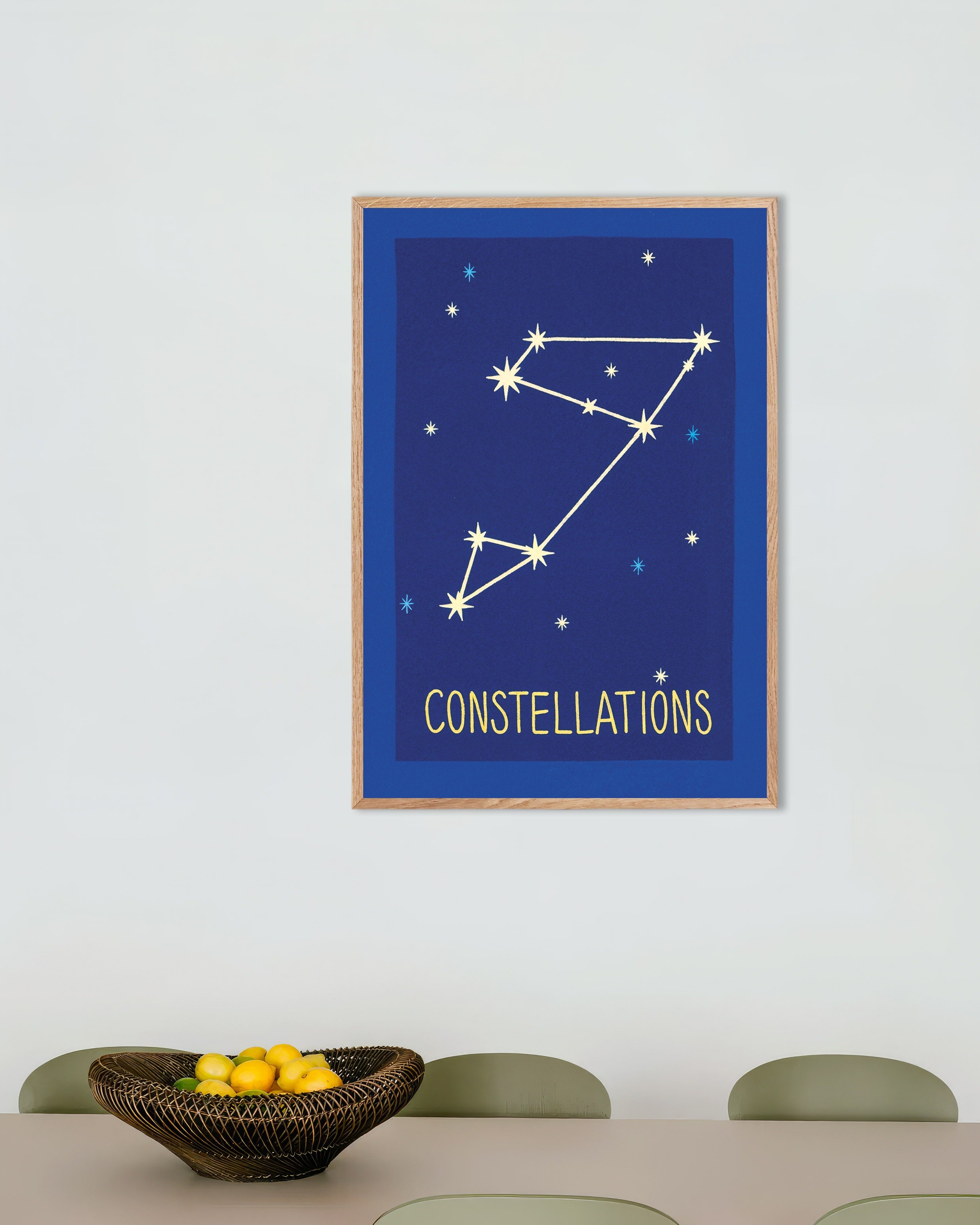 Poster of Constellations - Night Sky Poster, with natural wooden frame