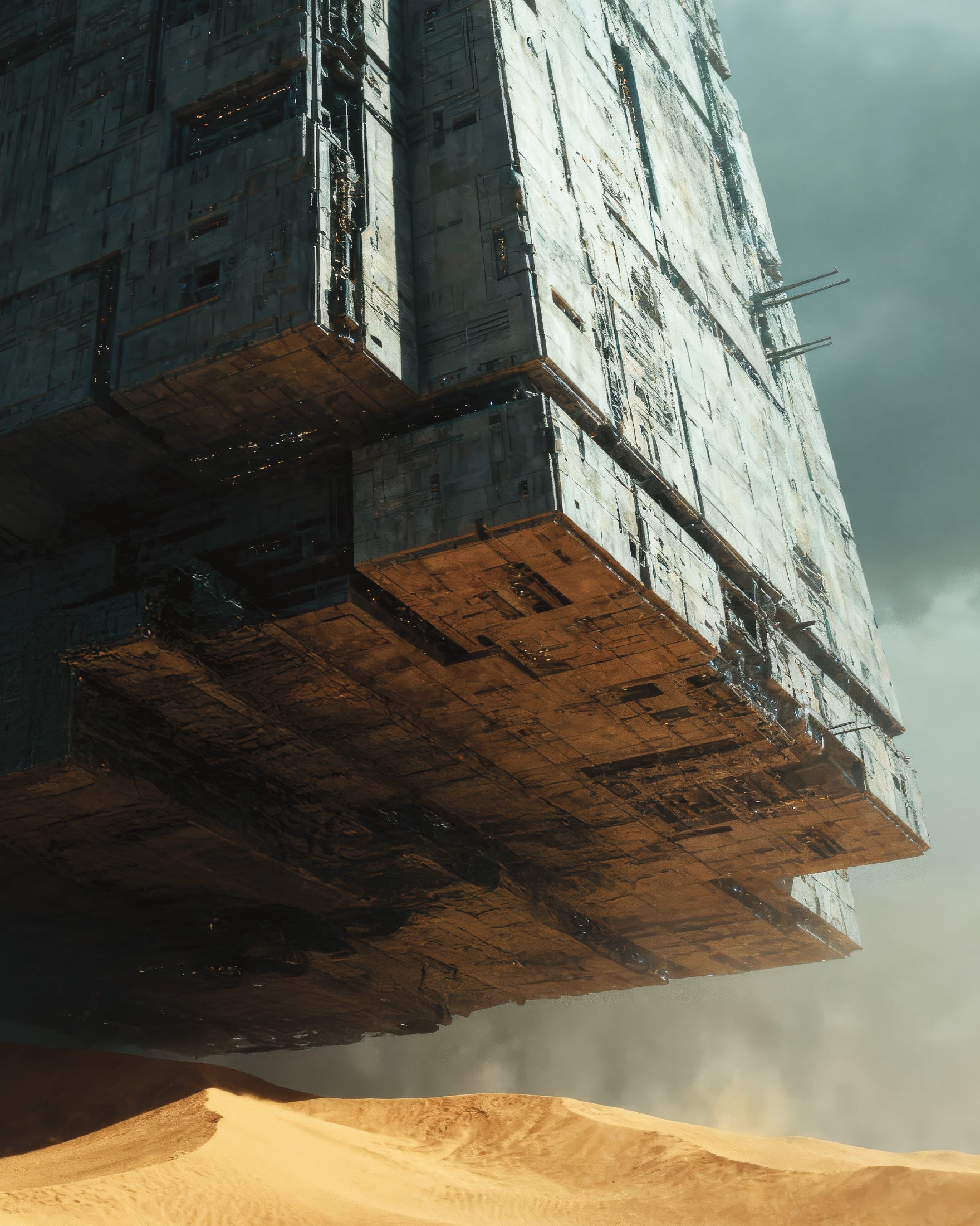Leijuva megarakennelma -juliste, Dyyni, scifi-aavikkotaidejuliste
