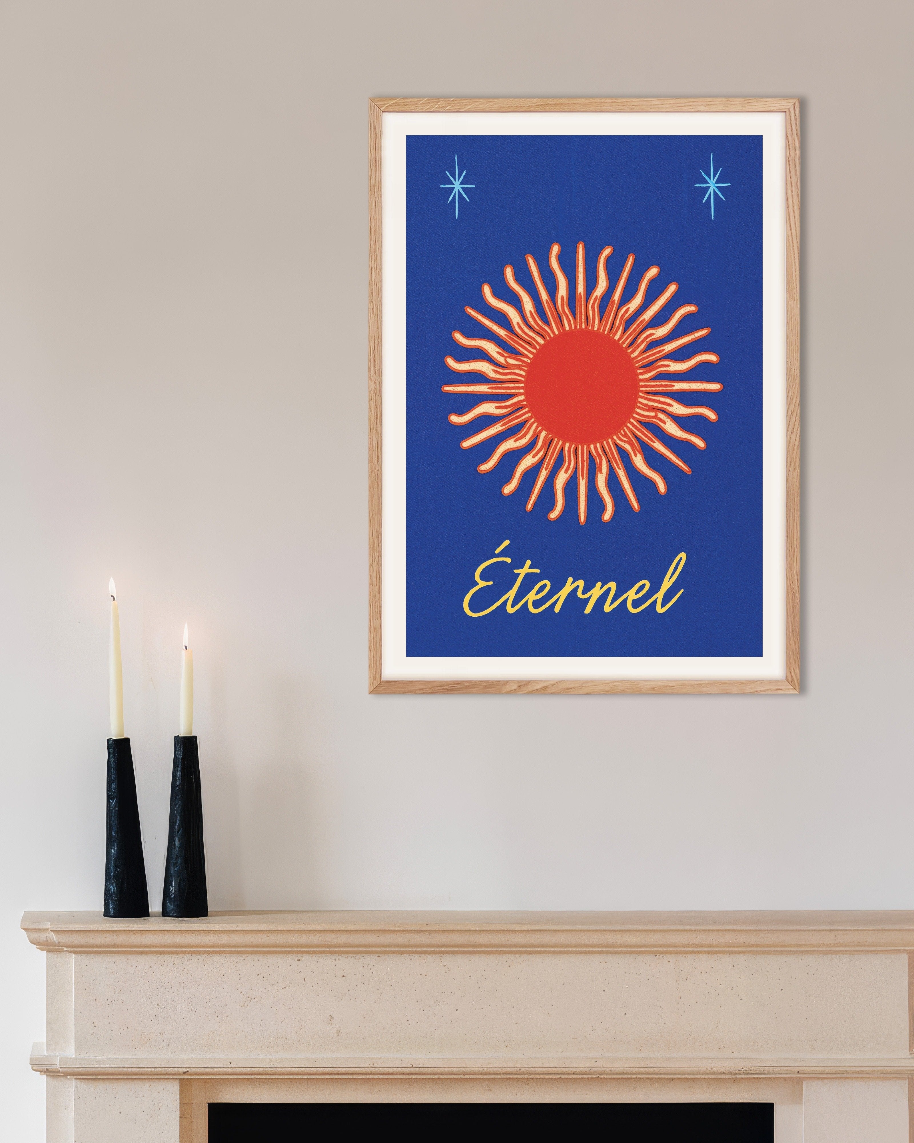 Poster of Éternel - Sun Poster, with natural wooden frame