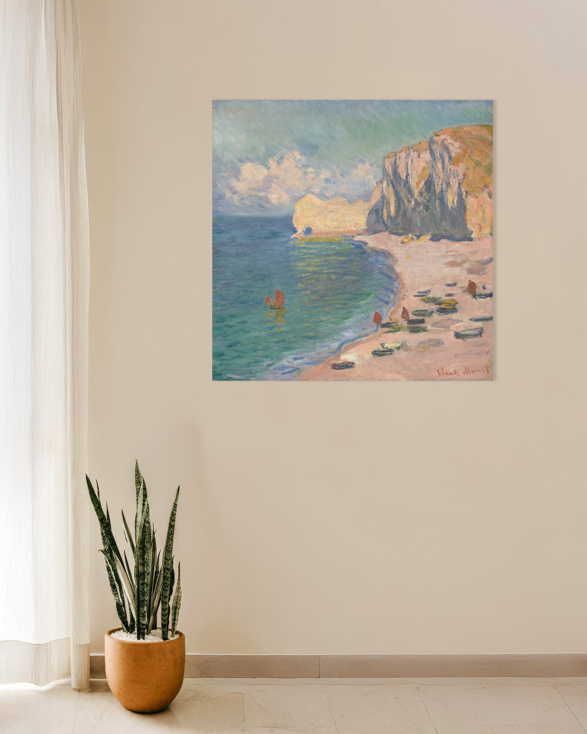 Claude Monet’n Étretat, ranta ja Falaise d'Amont (1885) -juliste