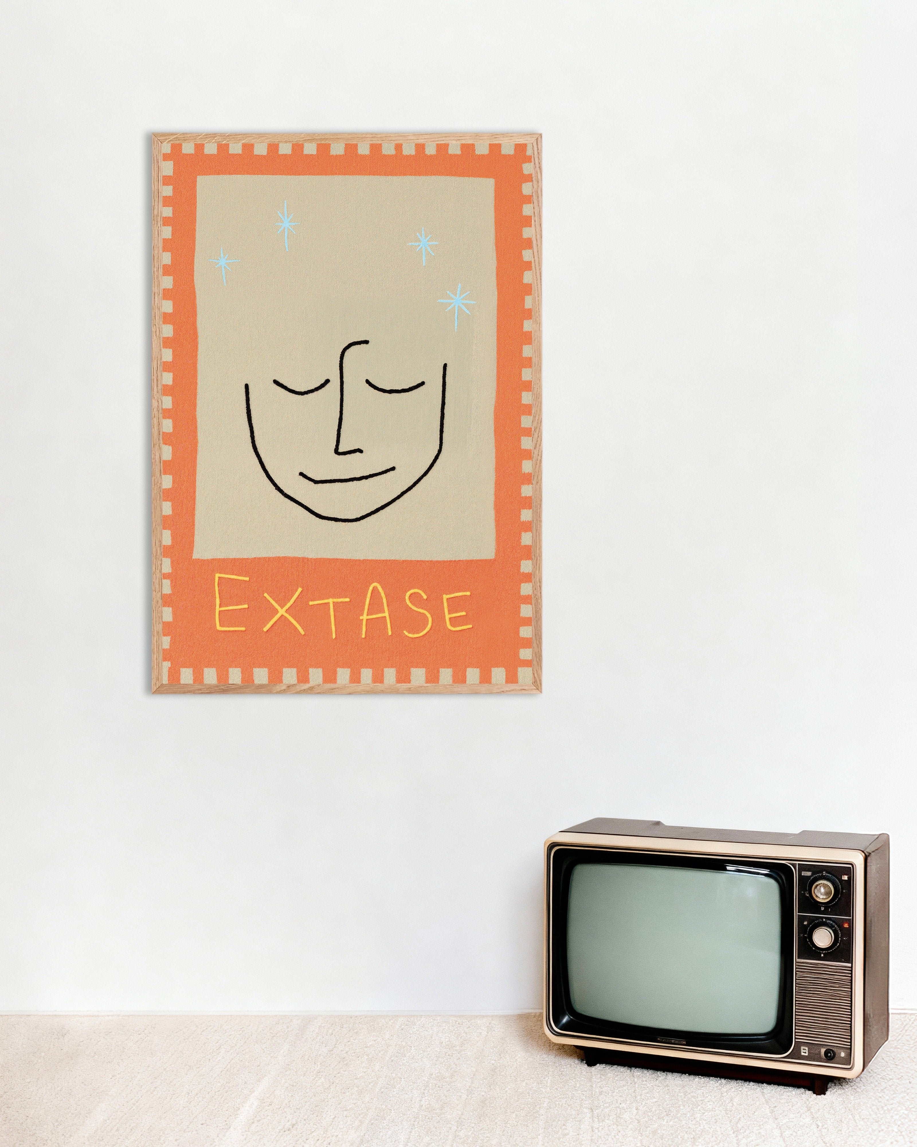 Poster of Extase - Calm Line Art Poster, with natural wooden frame