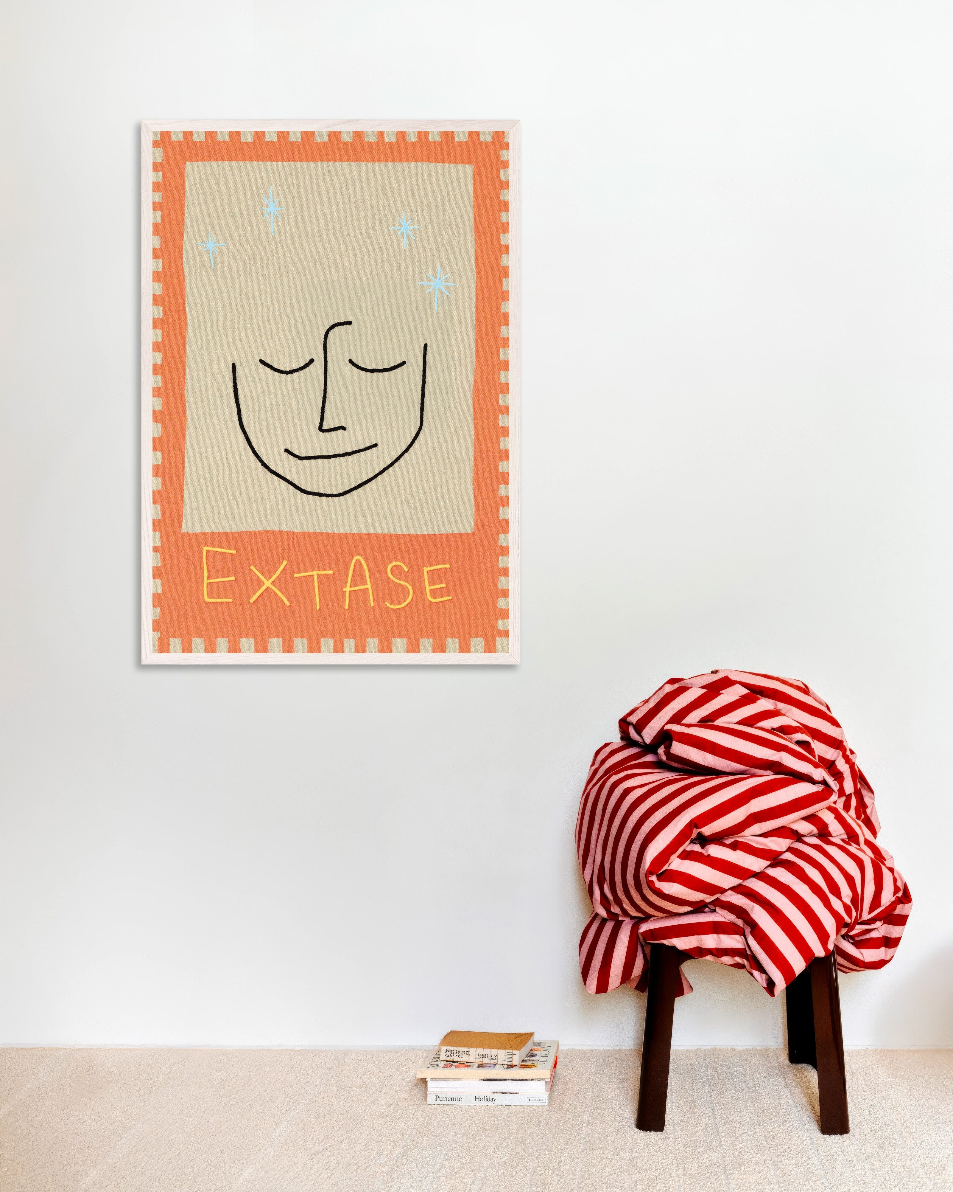 Poster of Extase - Calm Line Art Poster, with white wooden frame
