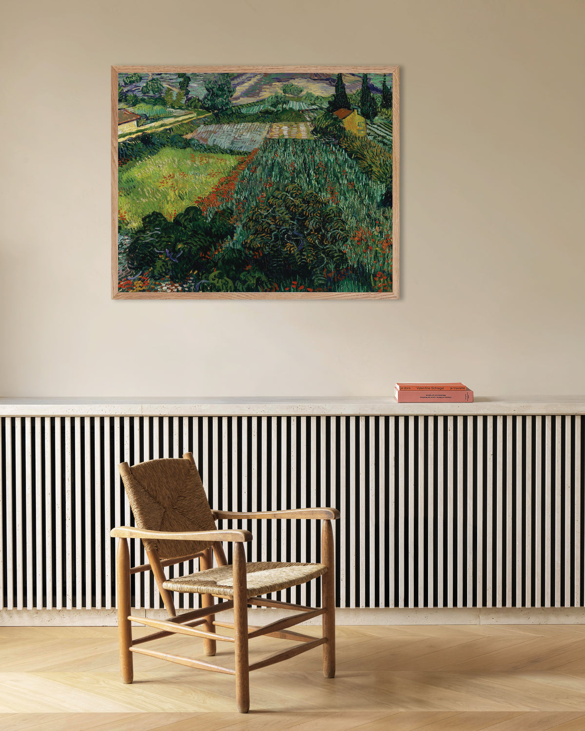 Juliste teoksesta Vincent van Goghin Unikkopelto (1889), luonnonvärisissä puukehyksissä