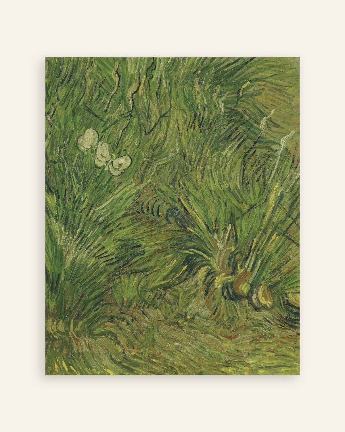 Juliste, jossa on Vincent van Goghin Puutarha perhosineen (1889), pikkukuva