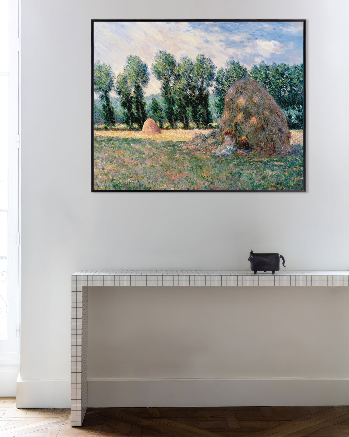 Claude Monet’n Heinäsuovat (1885) -juliste metallikehyksessä