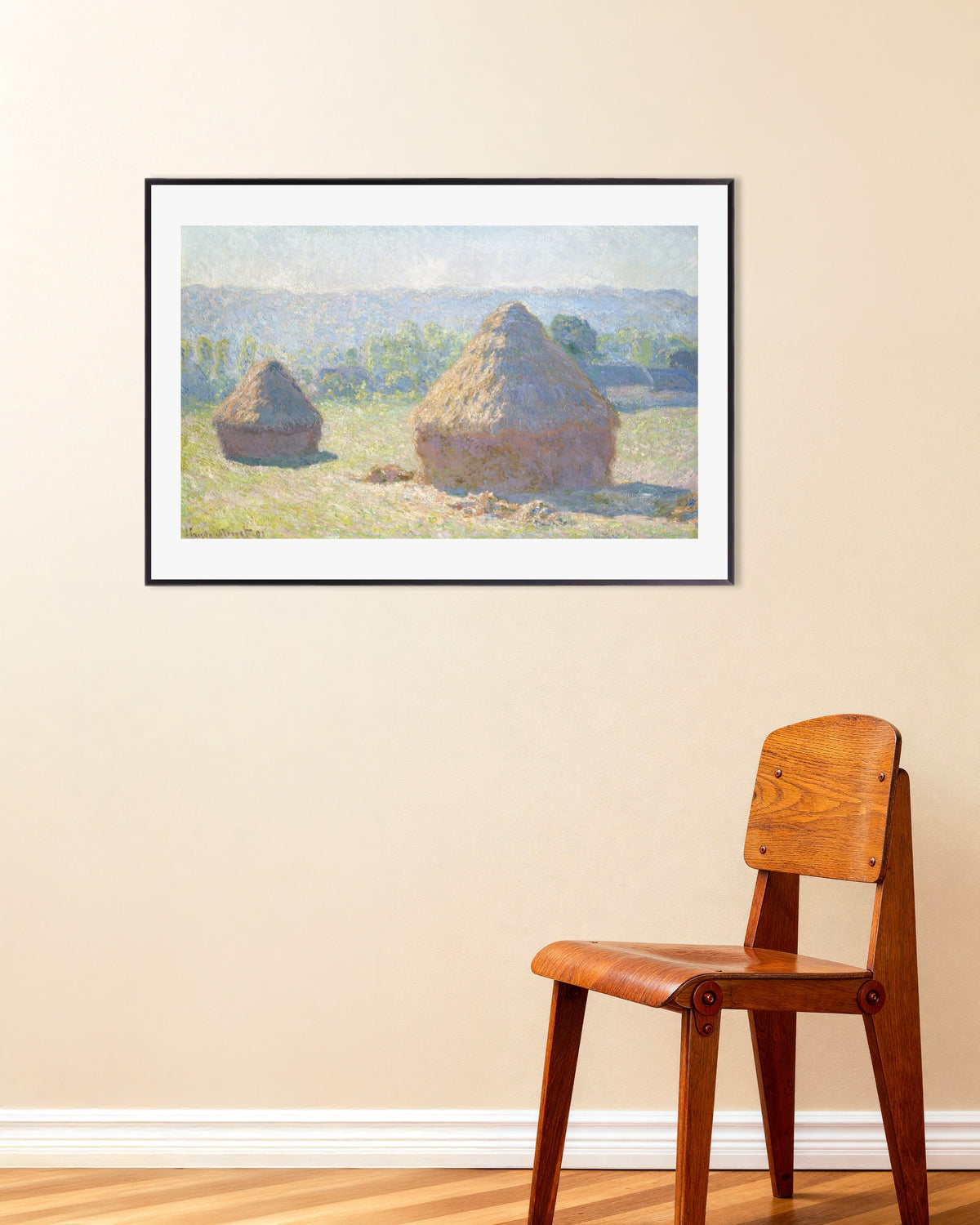 Claude Monet’n Viljasuovat, kesän loppu (1891) -juliste metallikehyksessä