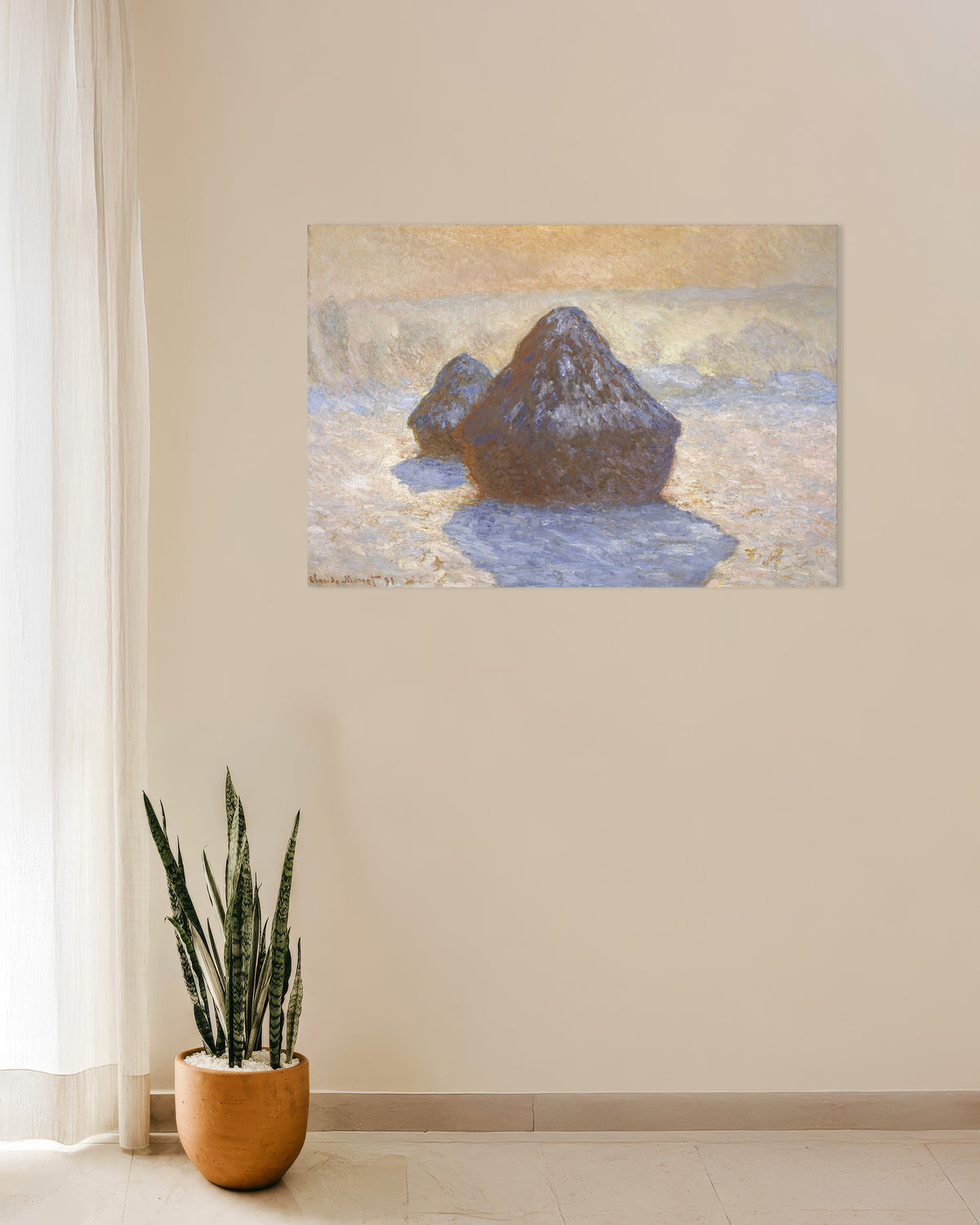 Claude Monet’n Viljasuovat, lumivaikutelma (1891) -juliste
