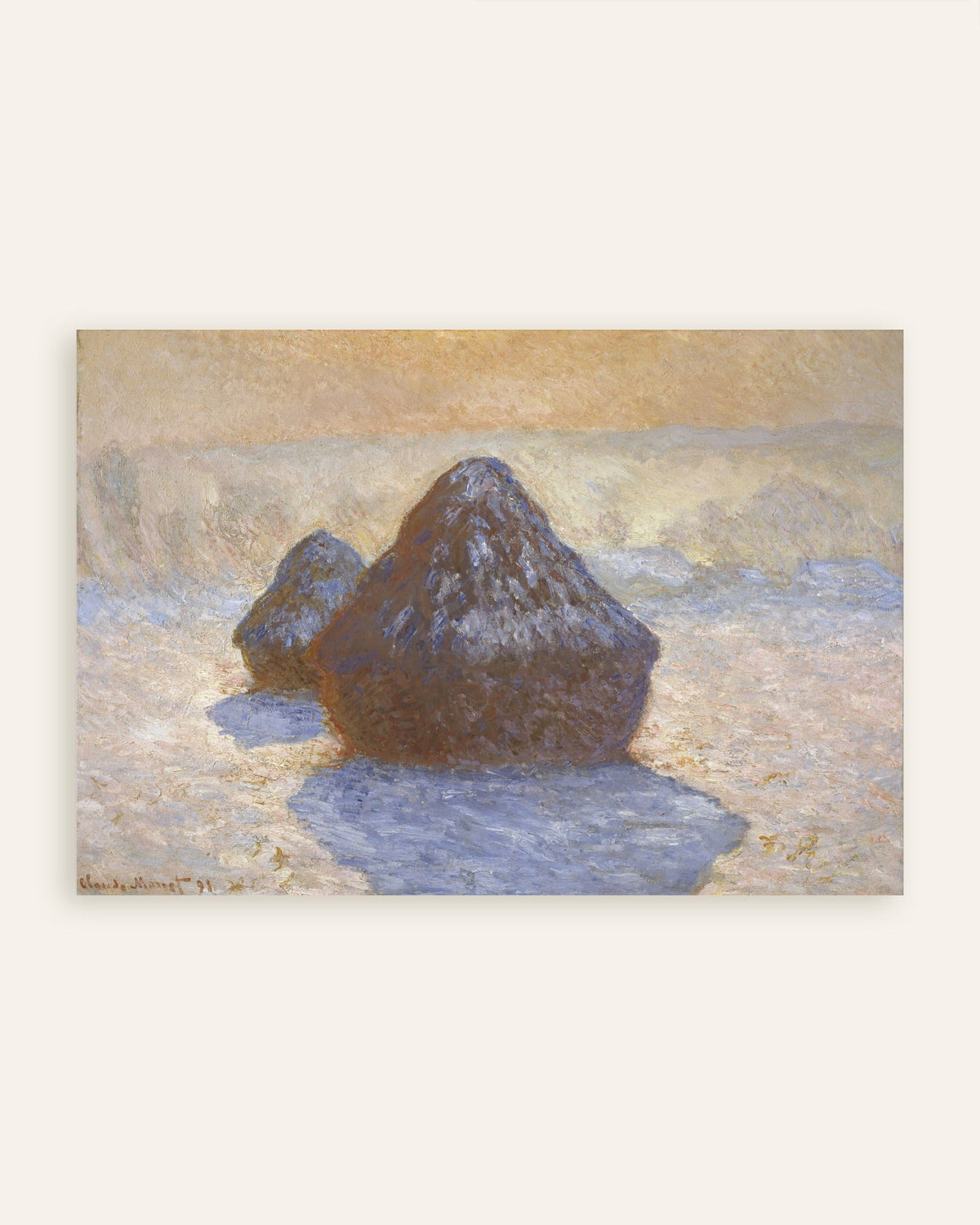 Claude Monet’n Viljasuovat, lumivaikutelma (1891) -juliste, pienoiskuva