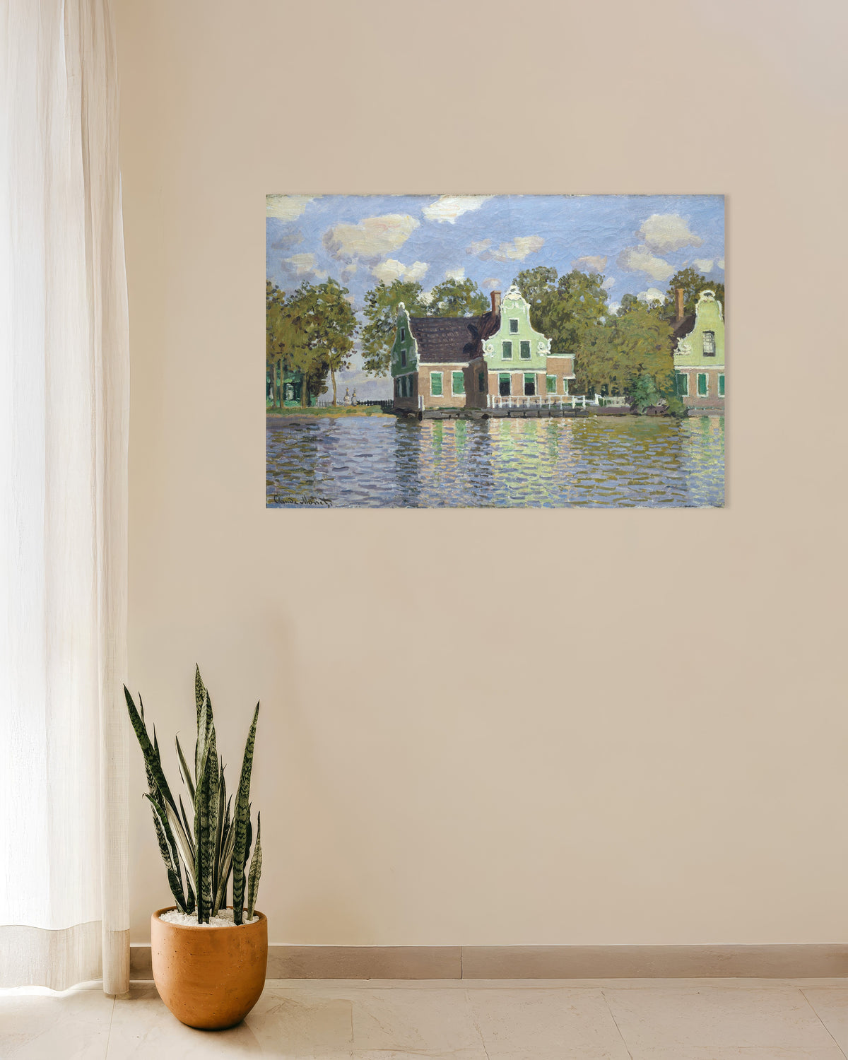 Claude Monet’n Taloja Zaan-joen rannalla (1871) -juliste