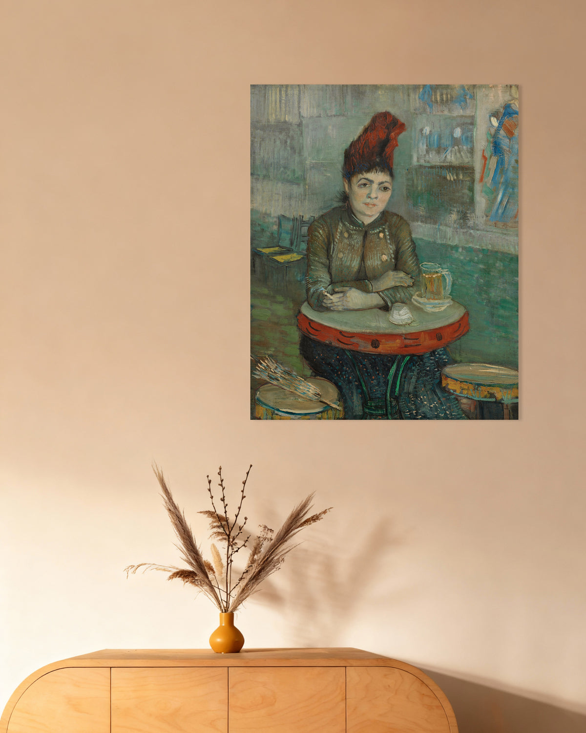 Juliste teoksesta Kahvilassa, Agostina Segatori, Vincent van Goghin teoksessa Le Tambourin (1887)