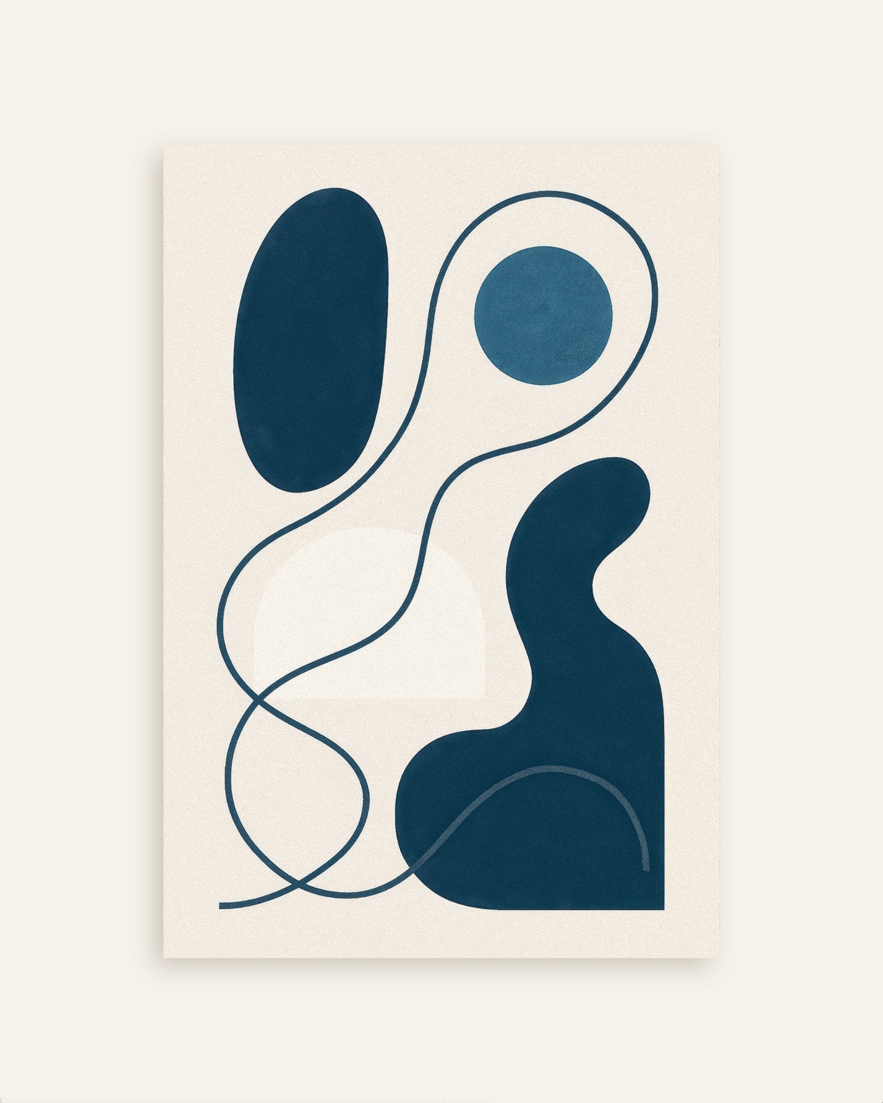 Poster of Inflections 01 – modern abstract line art in blue Poster, thumbnail