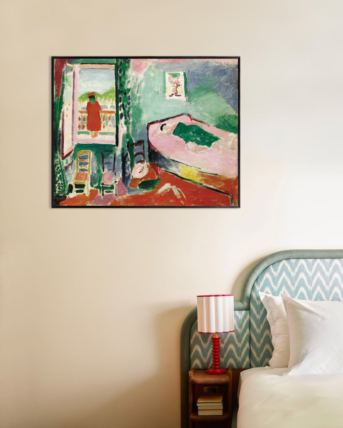 Juliste teoksesta Sisätila Colliouressa (1905), Henri Matisse, metallikehyksissä