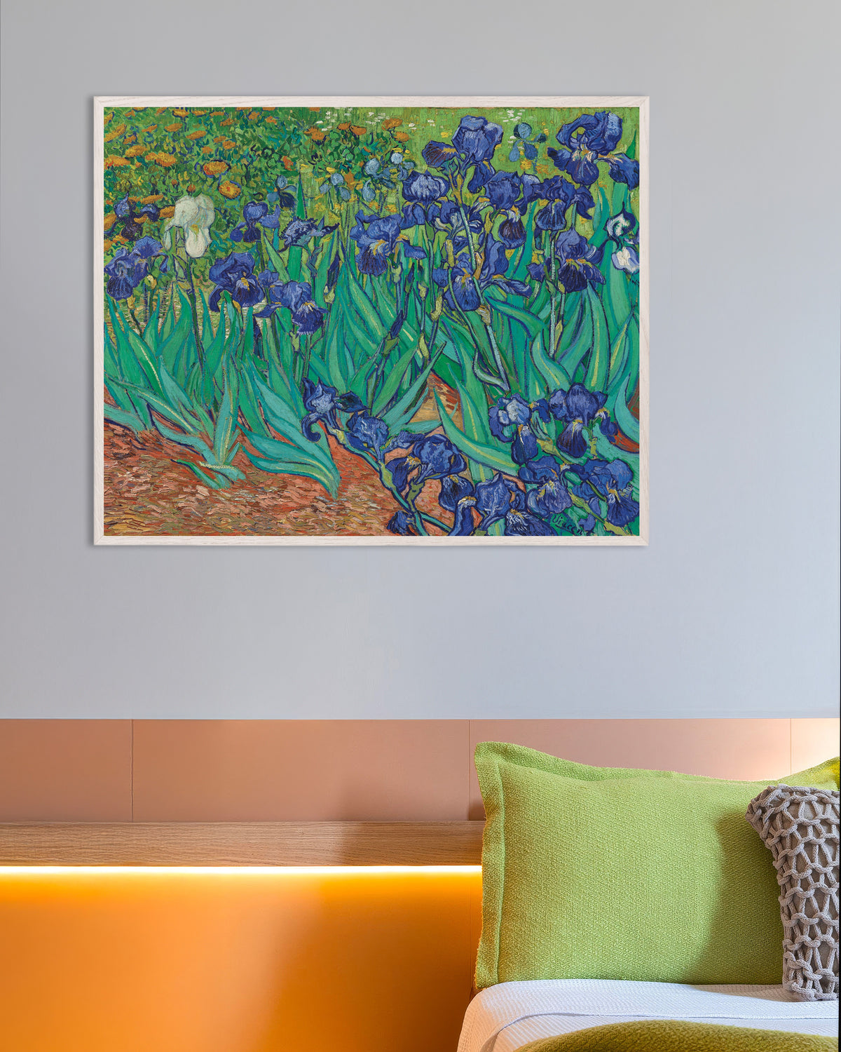Iirikset (1889), Vincent van Gogh, juliste valkoisessa puukehyksessä