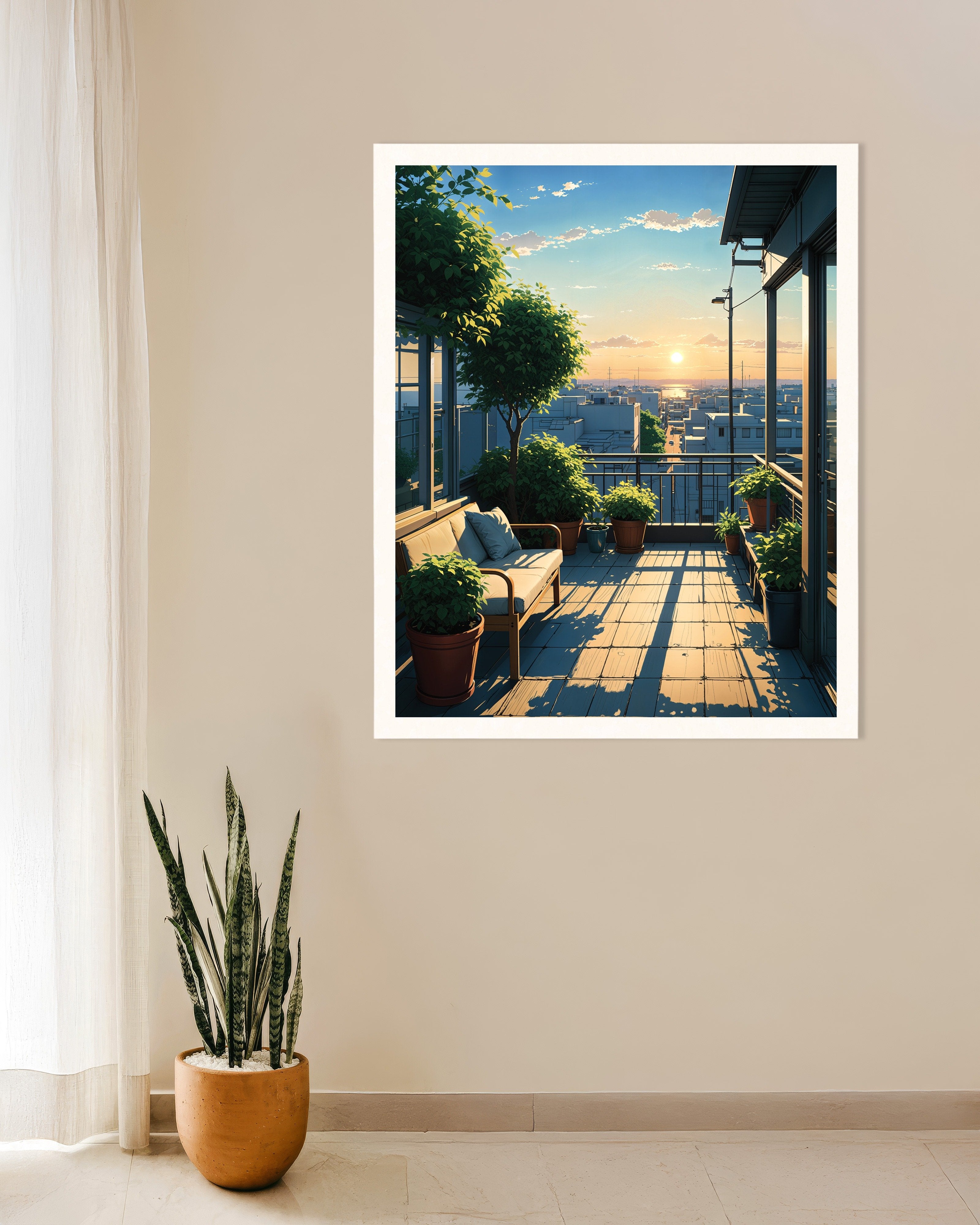 Poster of Japanese anime, a terrace in Tokyo - Poster
