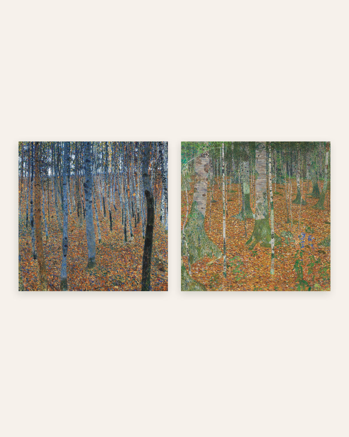 Klimt-julisteet, 2 kpl setti: Pyökkimetsä I ja Koivumetsä, ilman kehystä