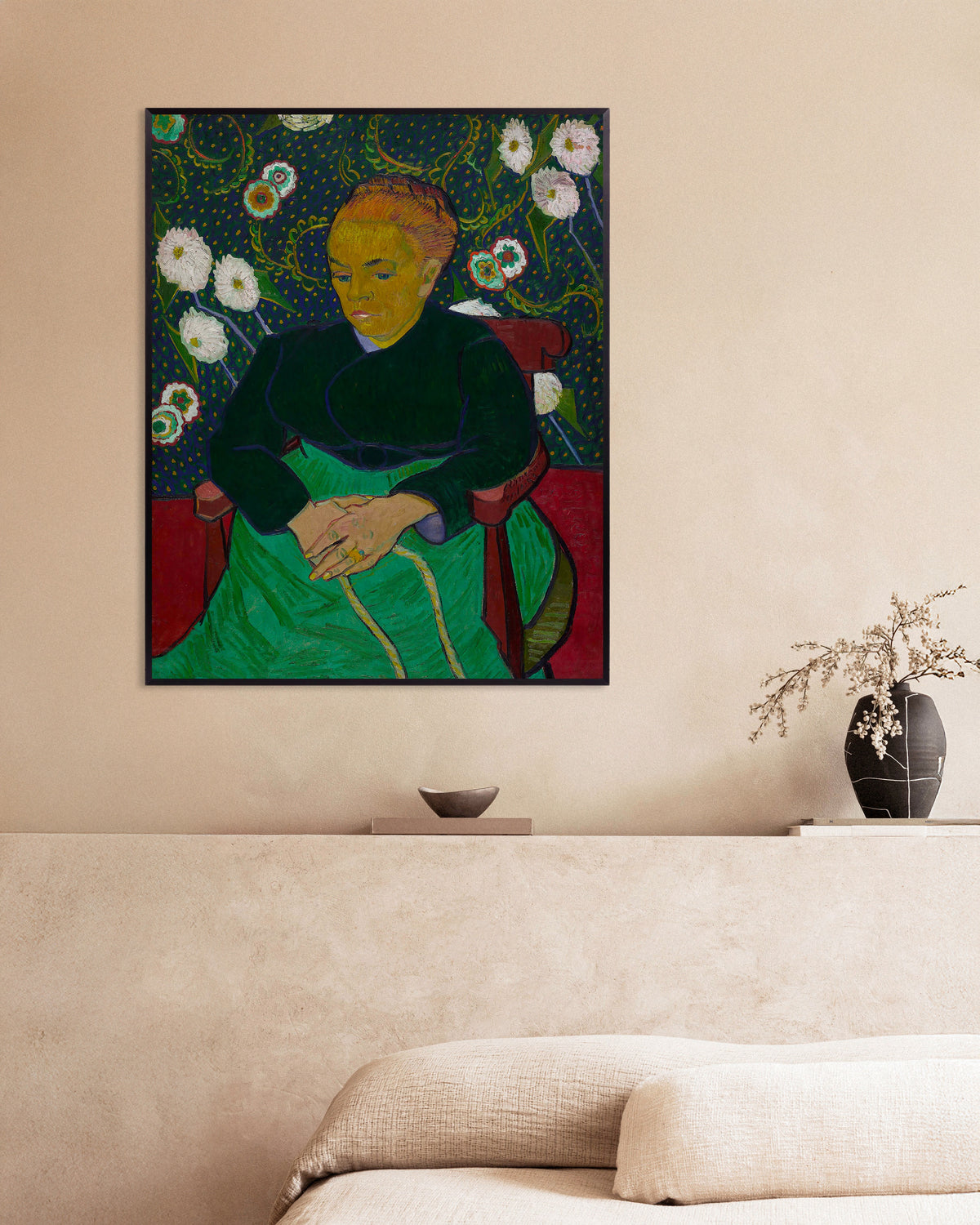 La Berceuse, Madame Roulin tuudittamassa kehtoa (1889), Vincent van Gogh, juliste metallikehyksellä