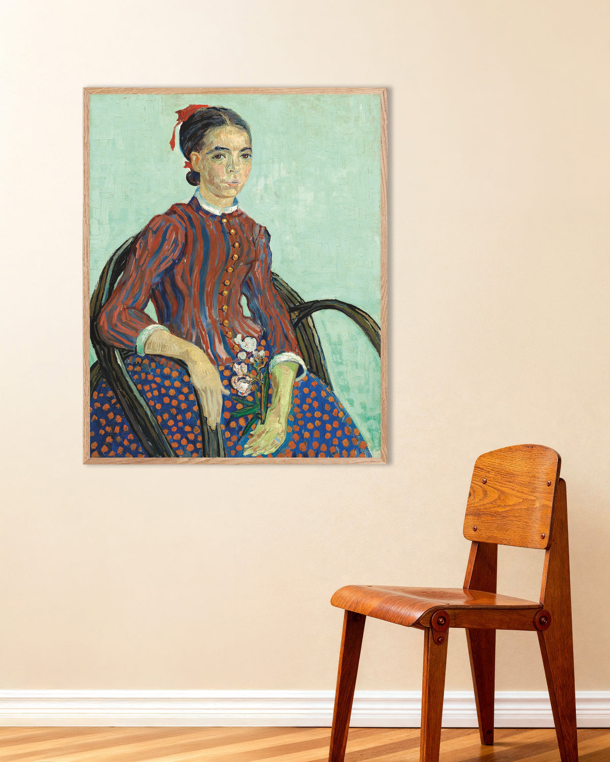 La Mousmé (1888), Vincent van Goghilta, juliste luonnonvärisissä puukehyksissä