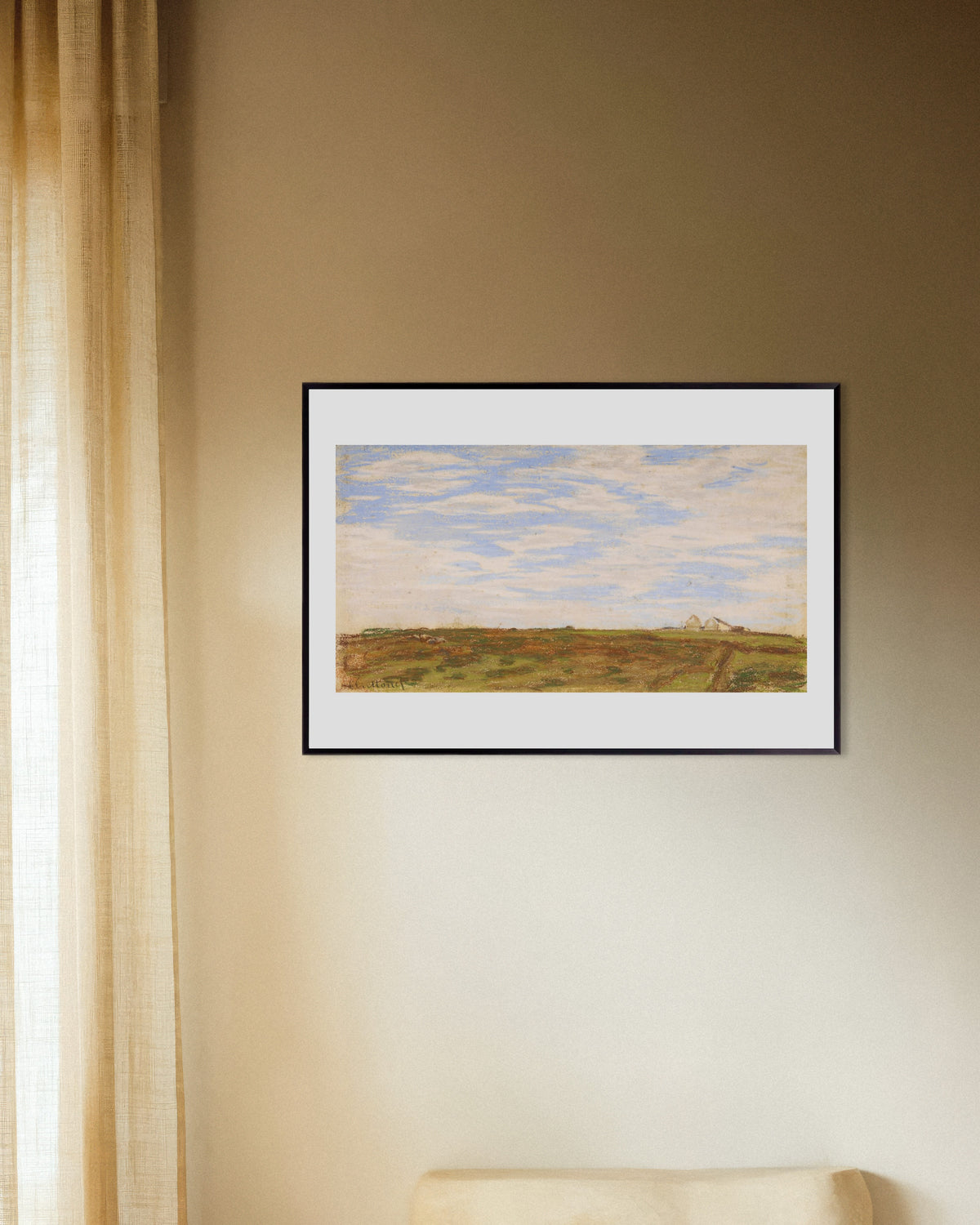 Claude Monet’n Maisema (1864–1866) -juliste metallikehyksessä