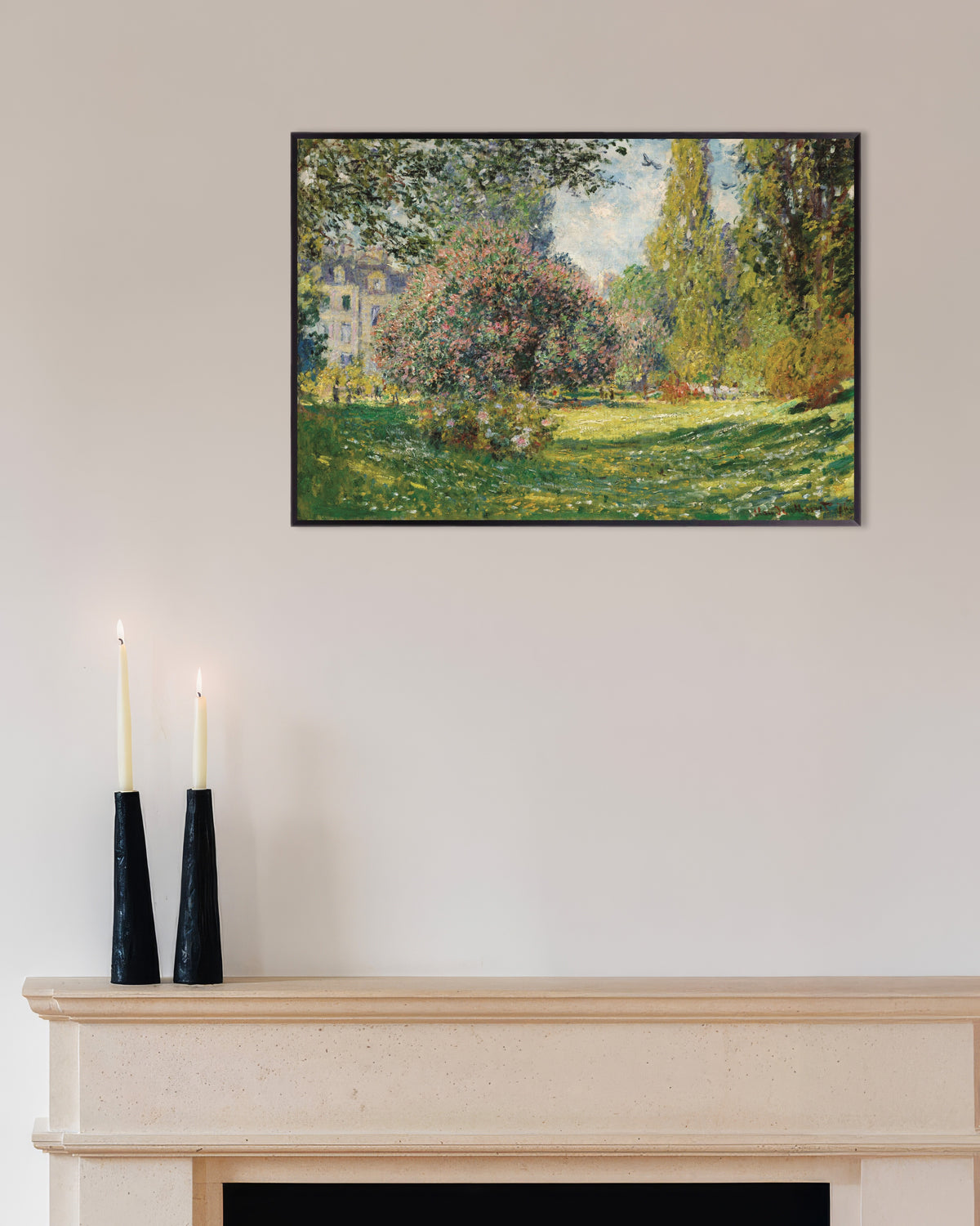 Claude Monet’n Maisema, Parc Monceau (1876) -juliste metallikehyksessä