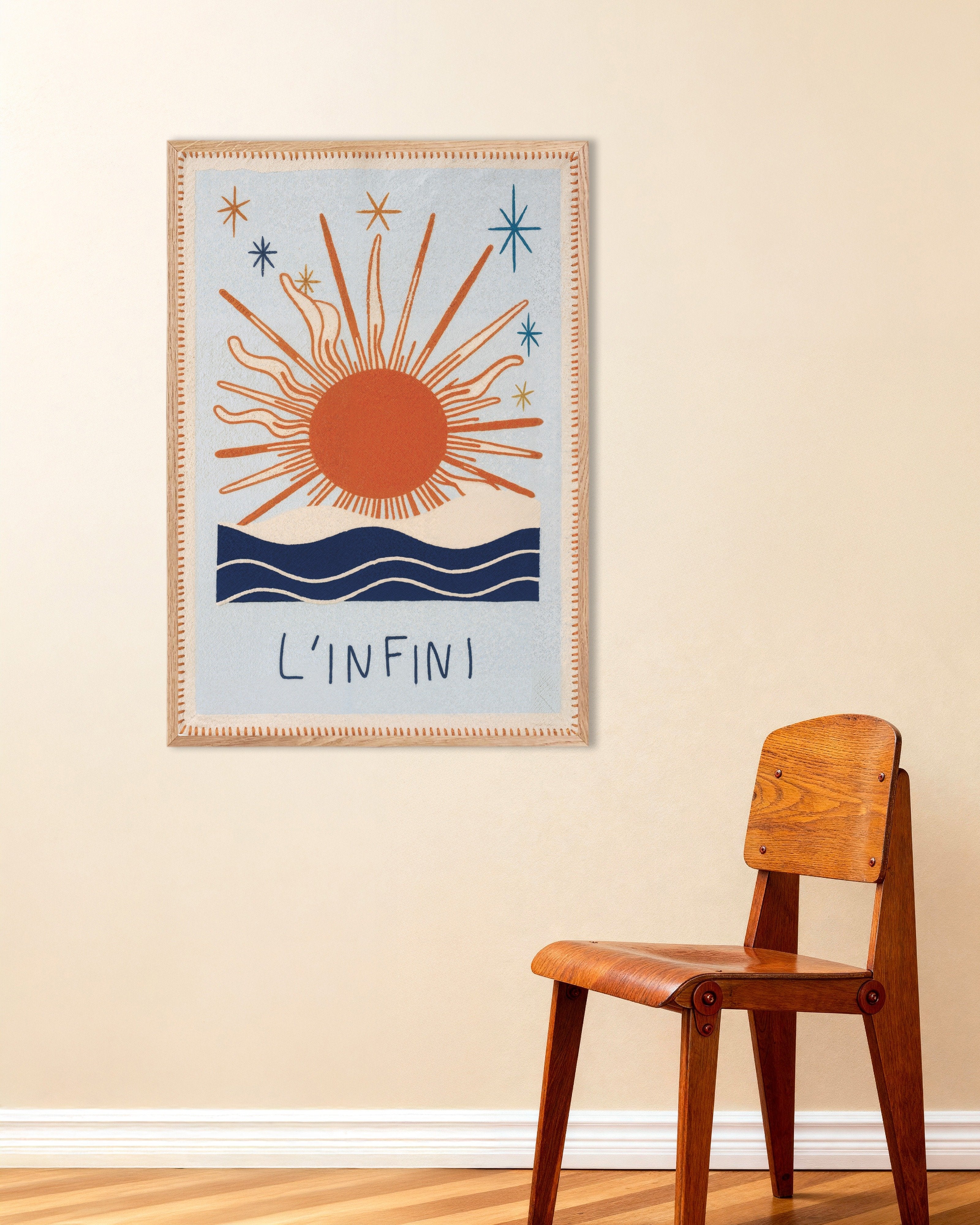 Poster of L'Infini - Sun & Sea Poster, with natural wooden frame