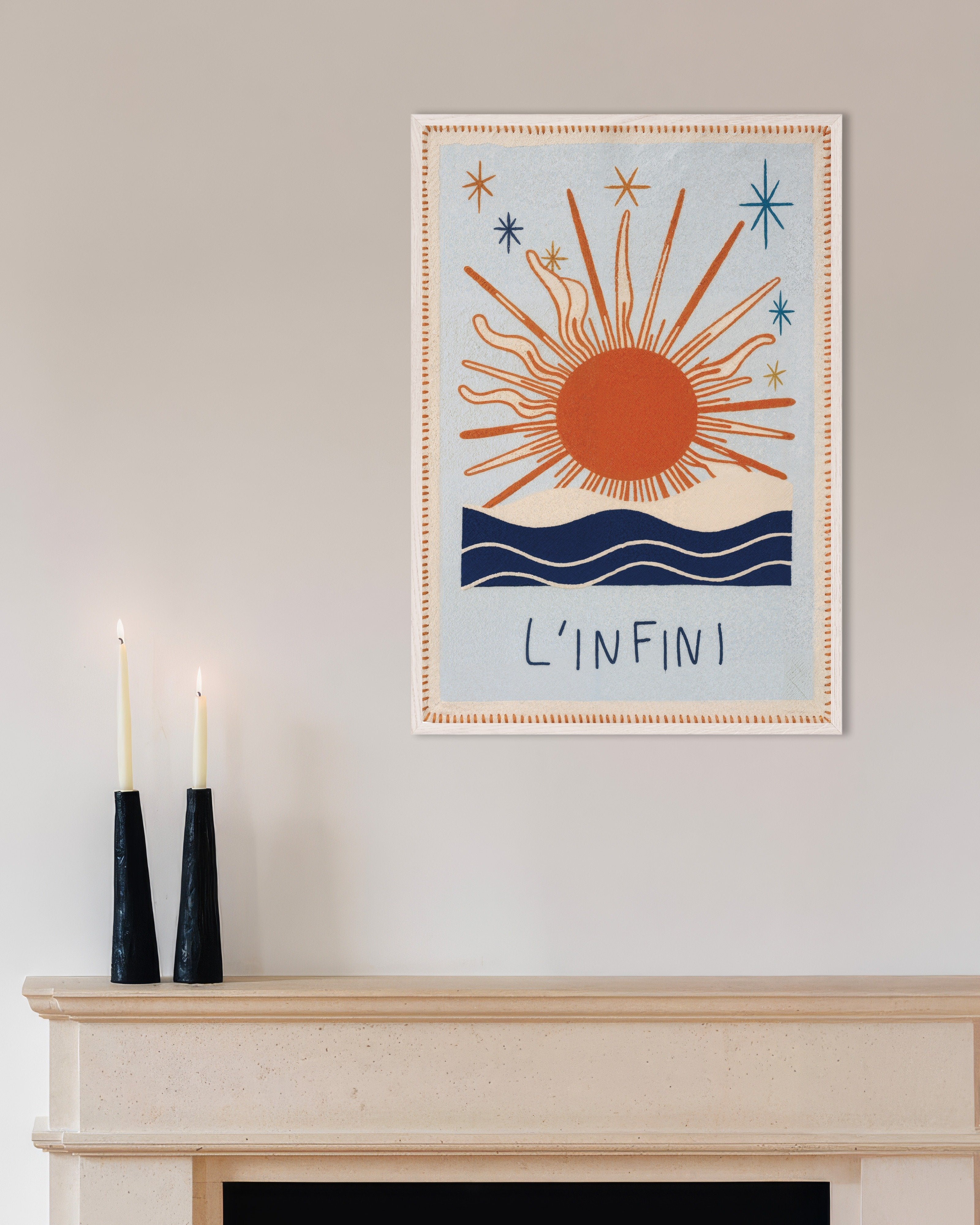 Poster of L'Infini - Sun & Sea Poster, with white wooden frame