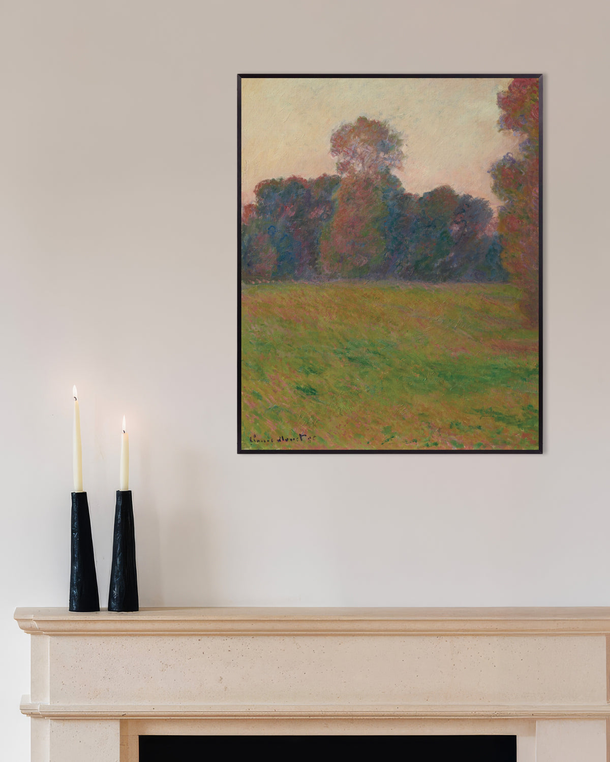 Claude Monet’n Niitty Givernyssä (1886) -juliste metallikehyksessä