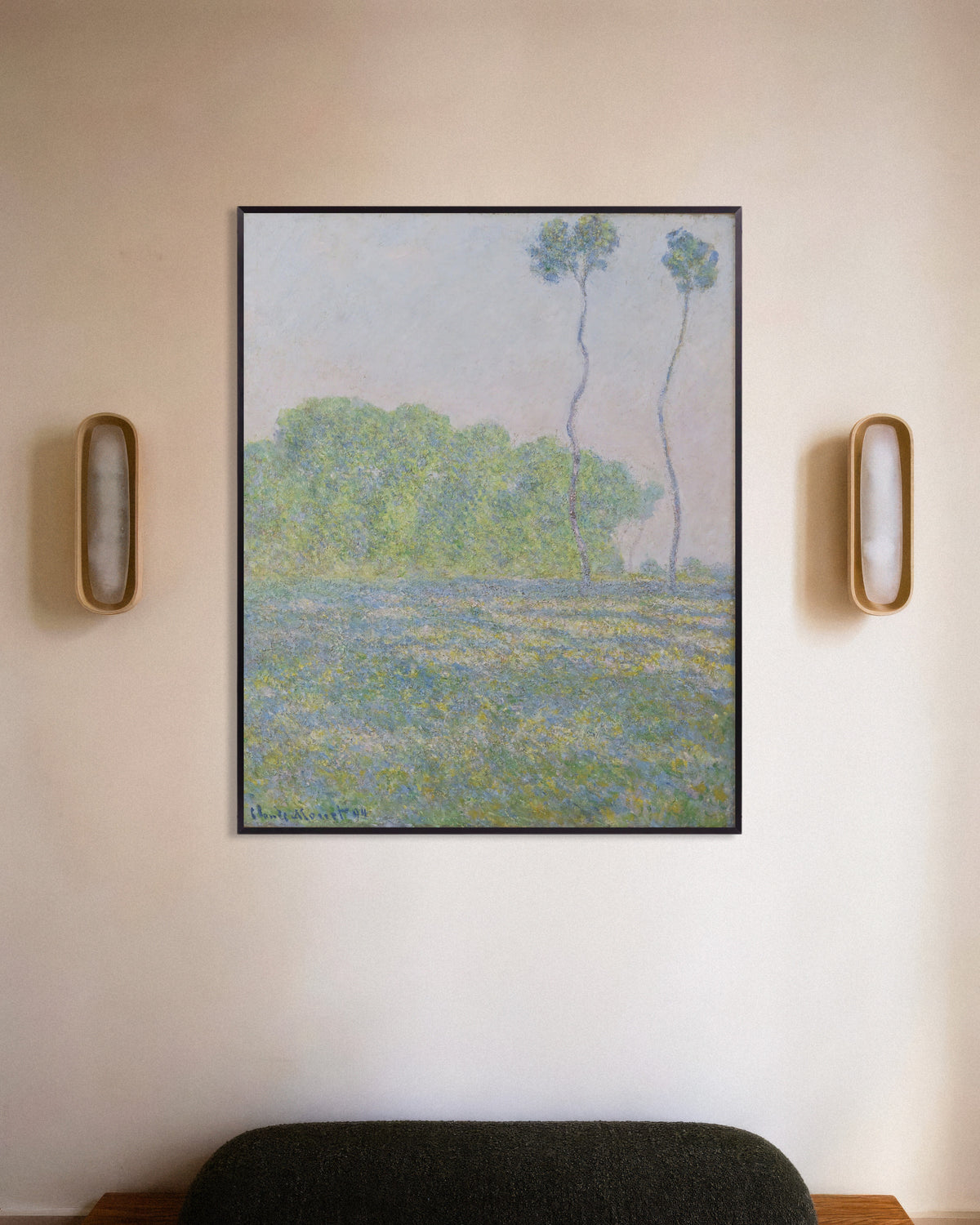 Claude Monet’n Niitty Givernyssä (1894) -juliste metallikehyksessä