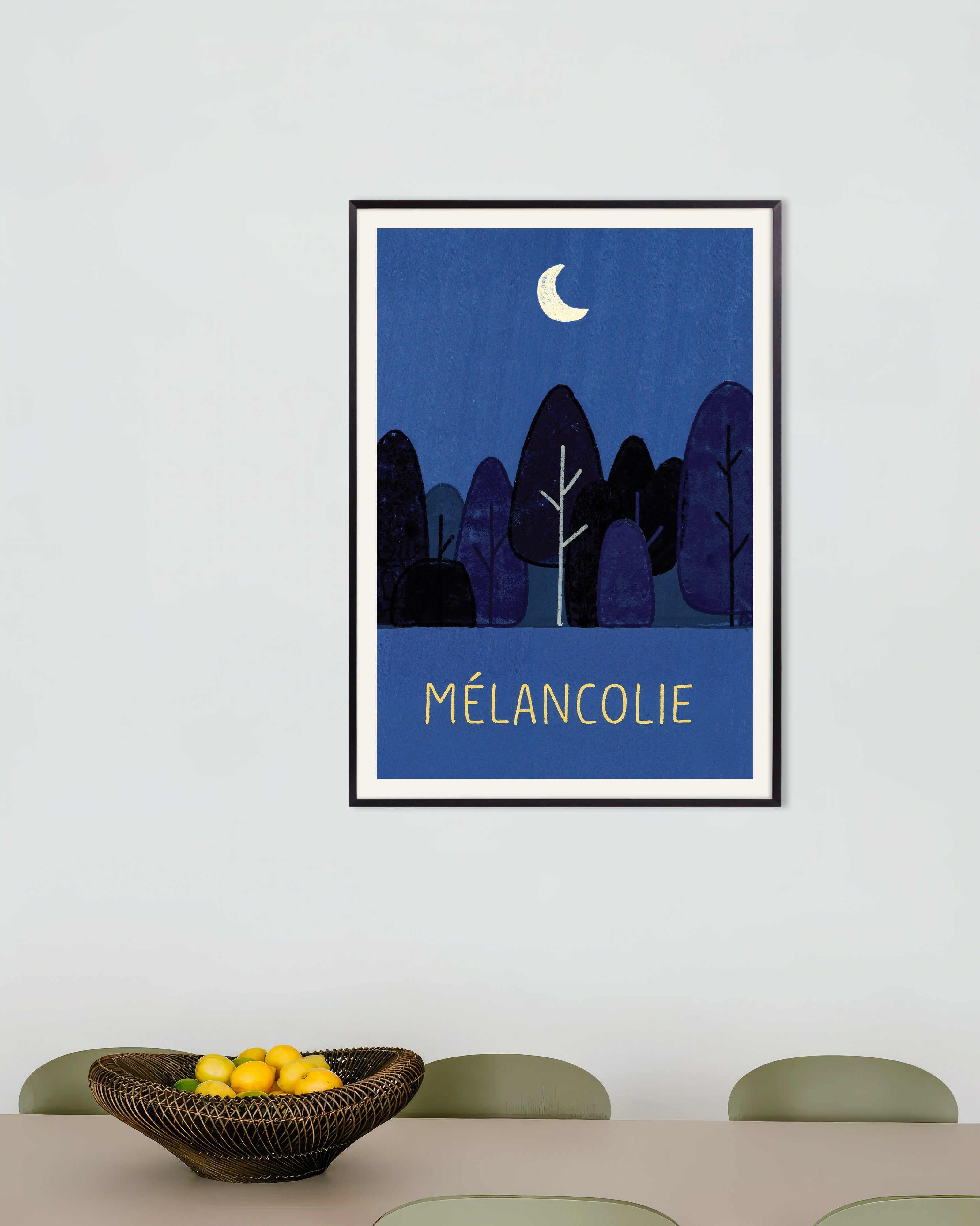 Poster of Mélancolie Moonlit Forest Poster, with metal frame
