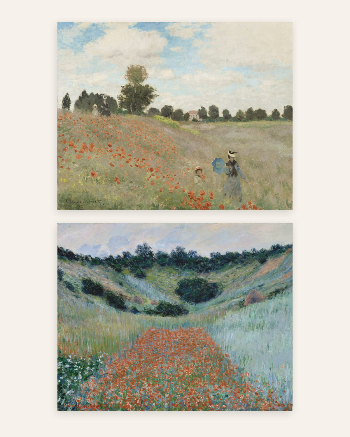 Monet Unikot-julisteet, 2 kpl setti: Argenteuil ja Giverny, ilman kehystä