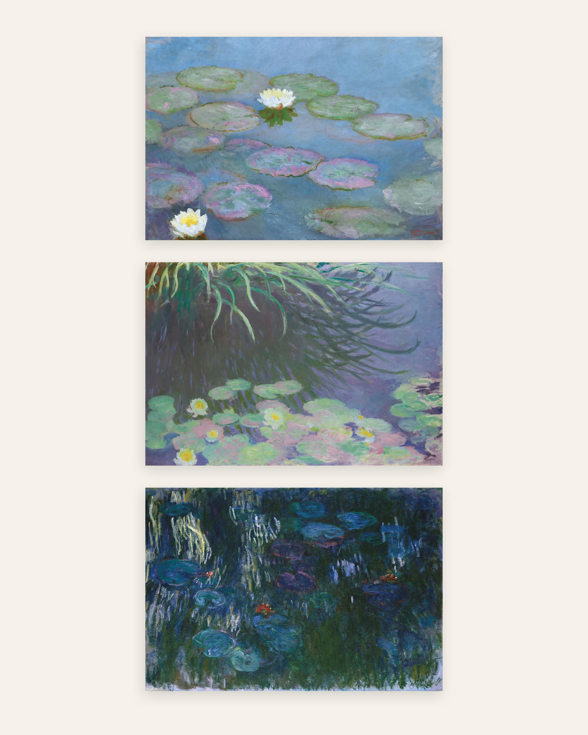 Monet Lumpeet-julisteet, 3 kpl setti: varhaiset ja myöhäiset panoraamat, ilman kehystä