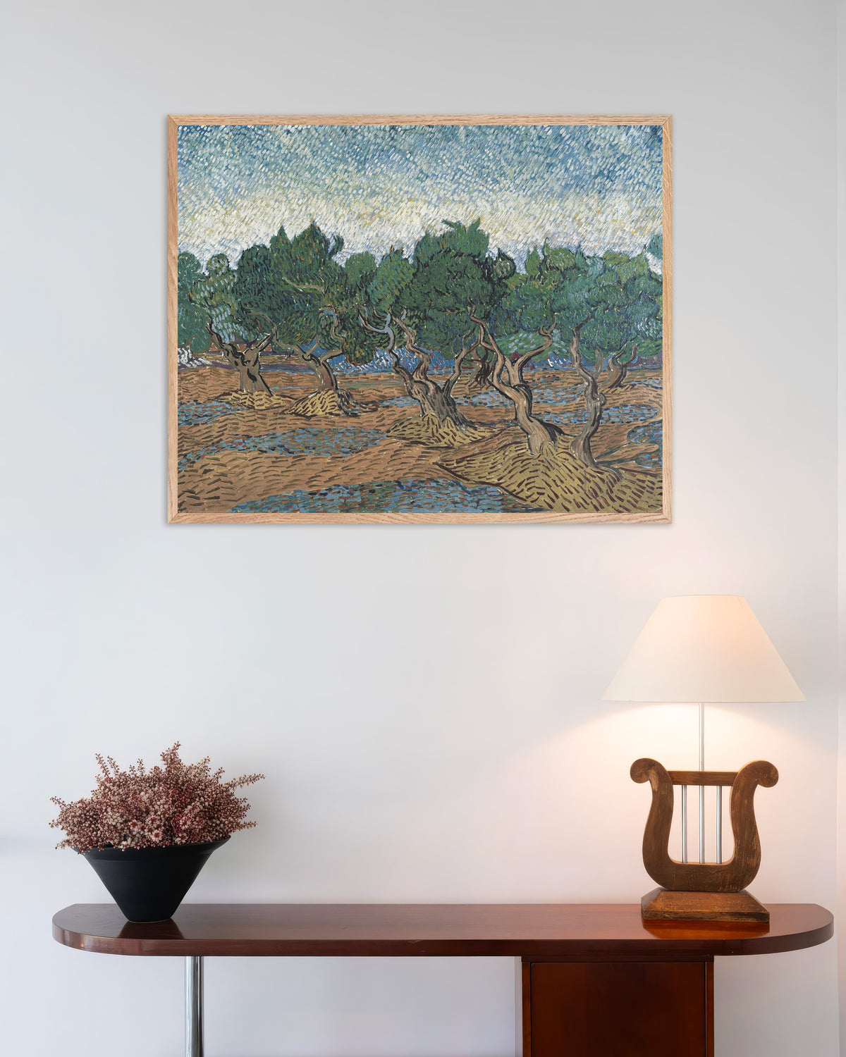 Juliste: Oliivilehto (1889), Vincent van Gogh, luonnonvärisellä puukehyksellä
