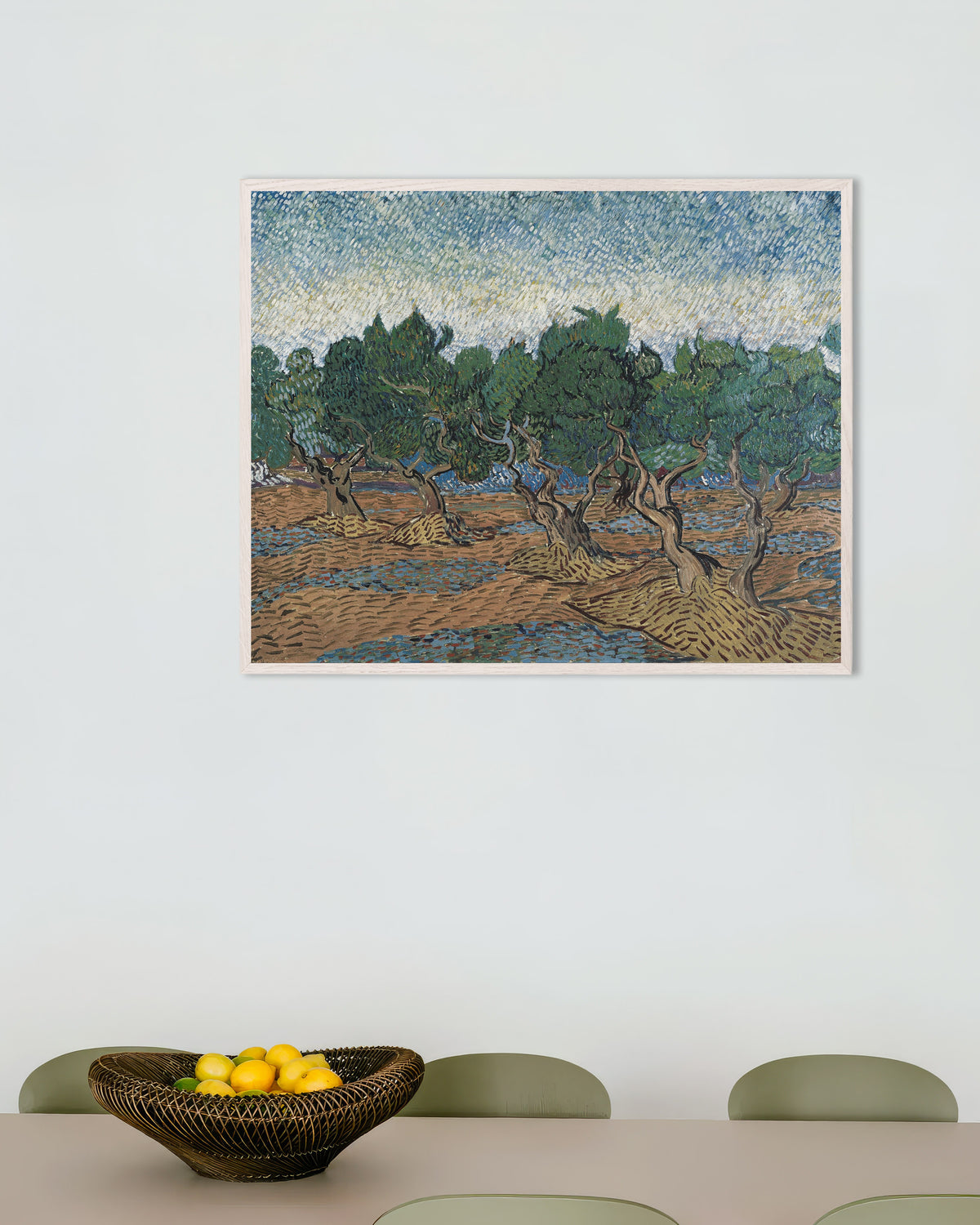 Juliste: Oliivilehto (1889), Vincent van Gogh, valkoisella puukehyksellä