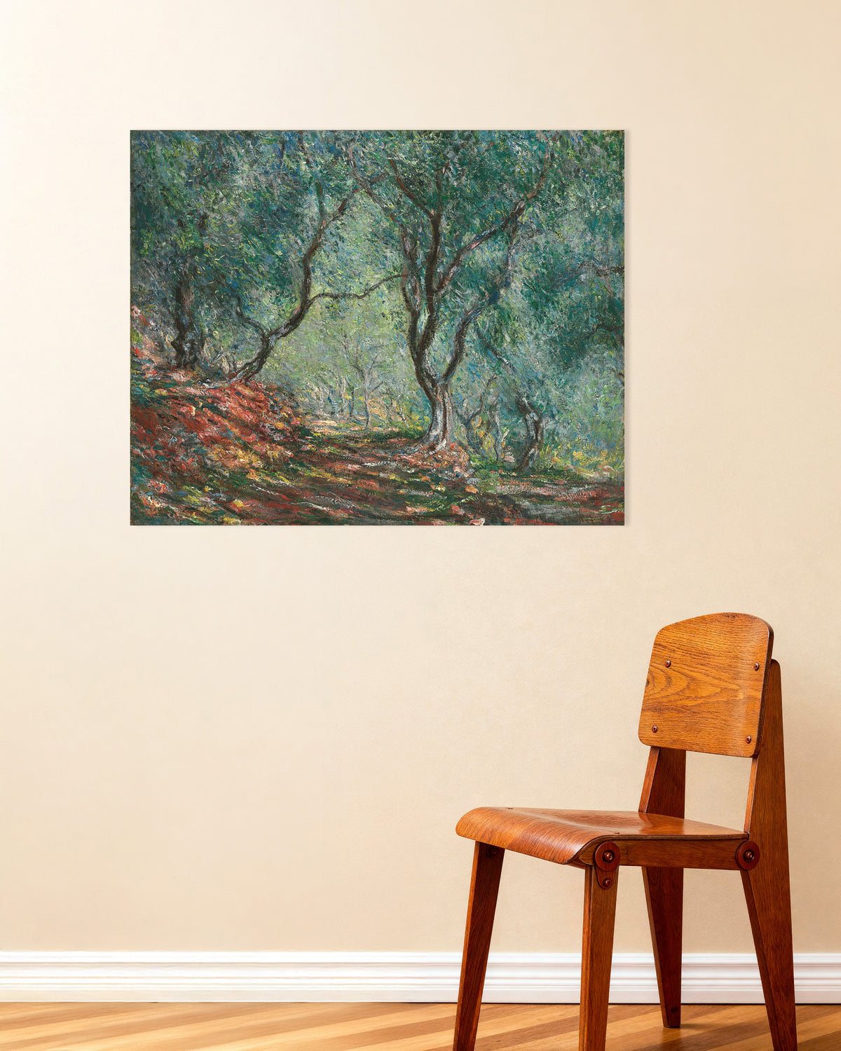 Claude Monet’n Oliivilehto Morenon puutarhassa (1884) -juliste