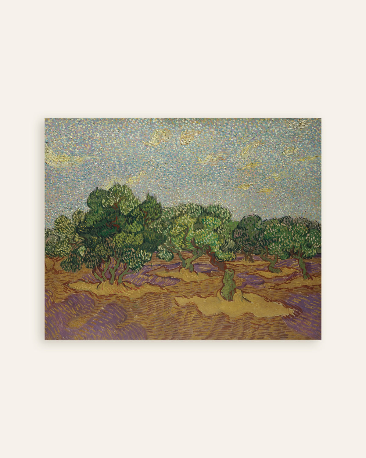 Vincent van Goghin teos Oliivipuut vaalean taivaan alla (1889), julisteen pikkukuva
