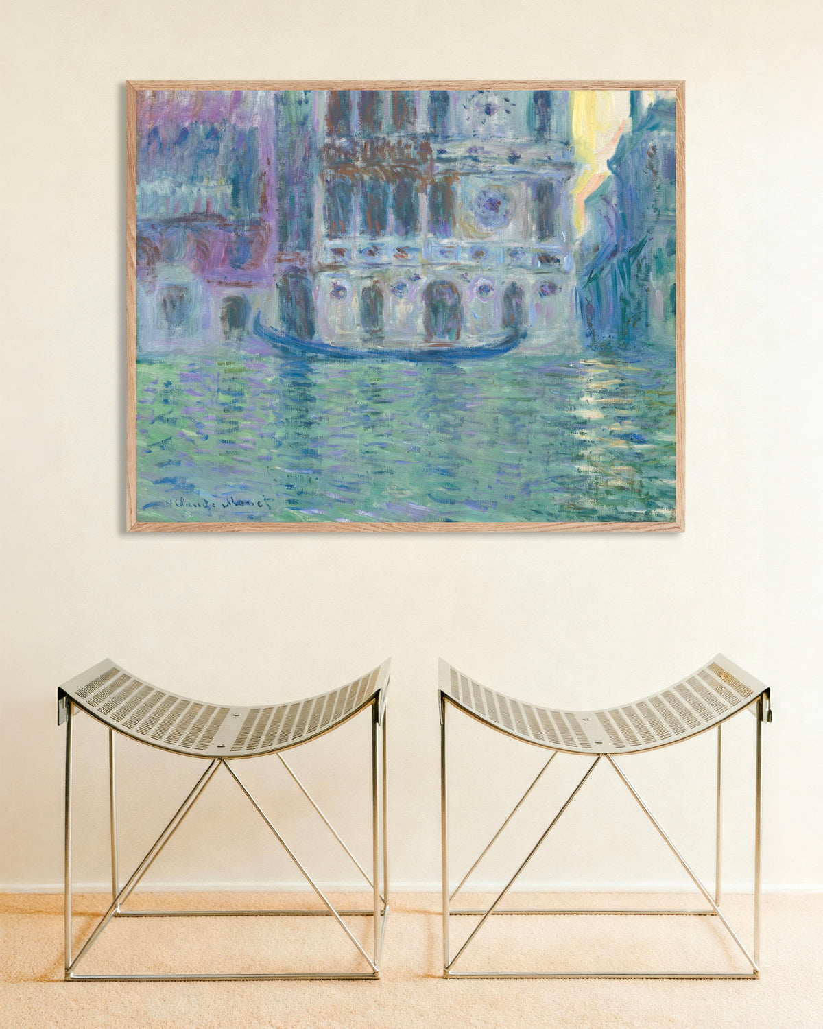 Claude Monet’n Palazzo Dario (1908) -juliste luonnonvärisessä puukehyksessä