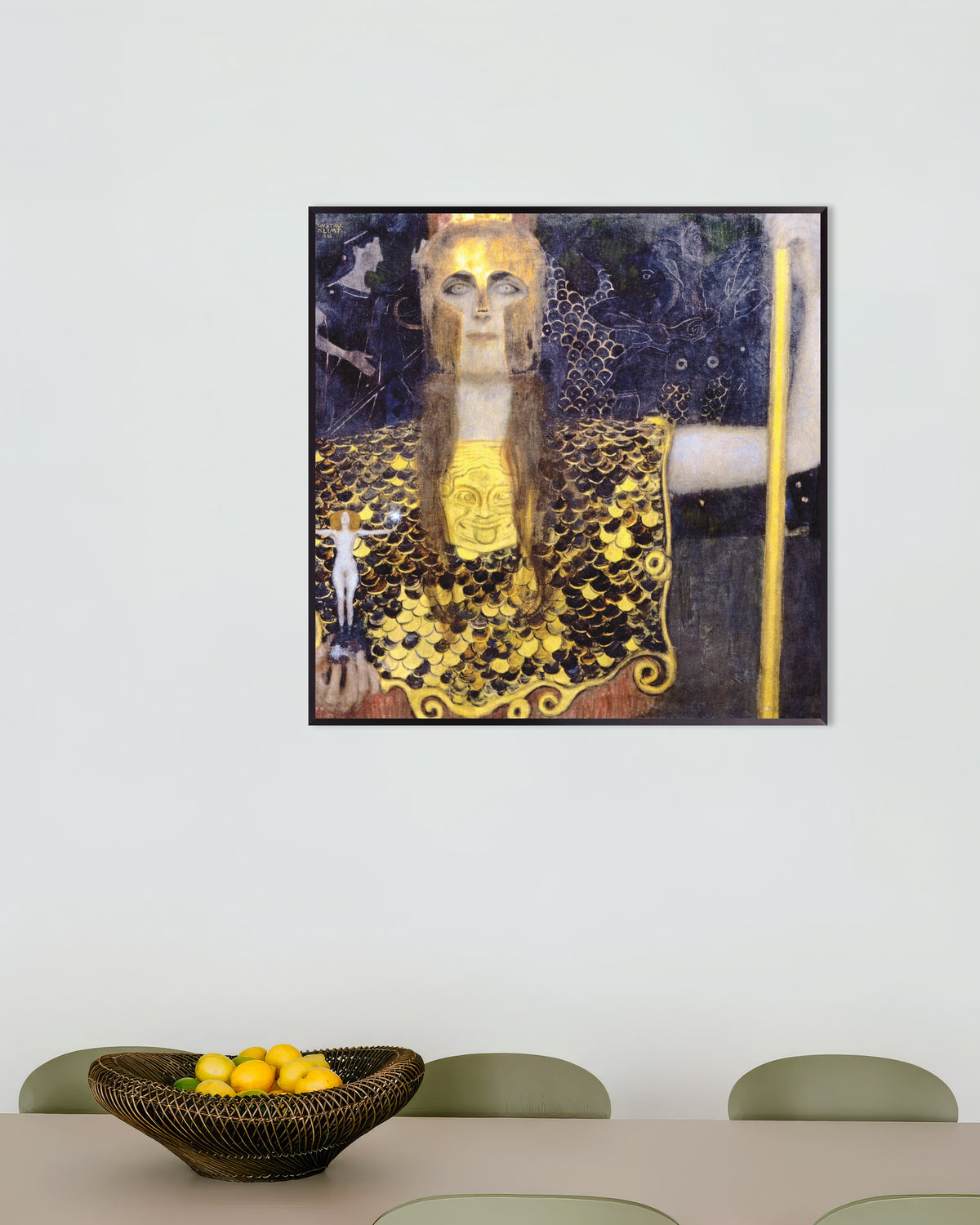 Juliste Pallas Athene (1898), Gustav Klimtin teos, metallikehyksissä