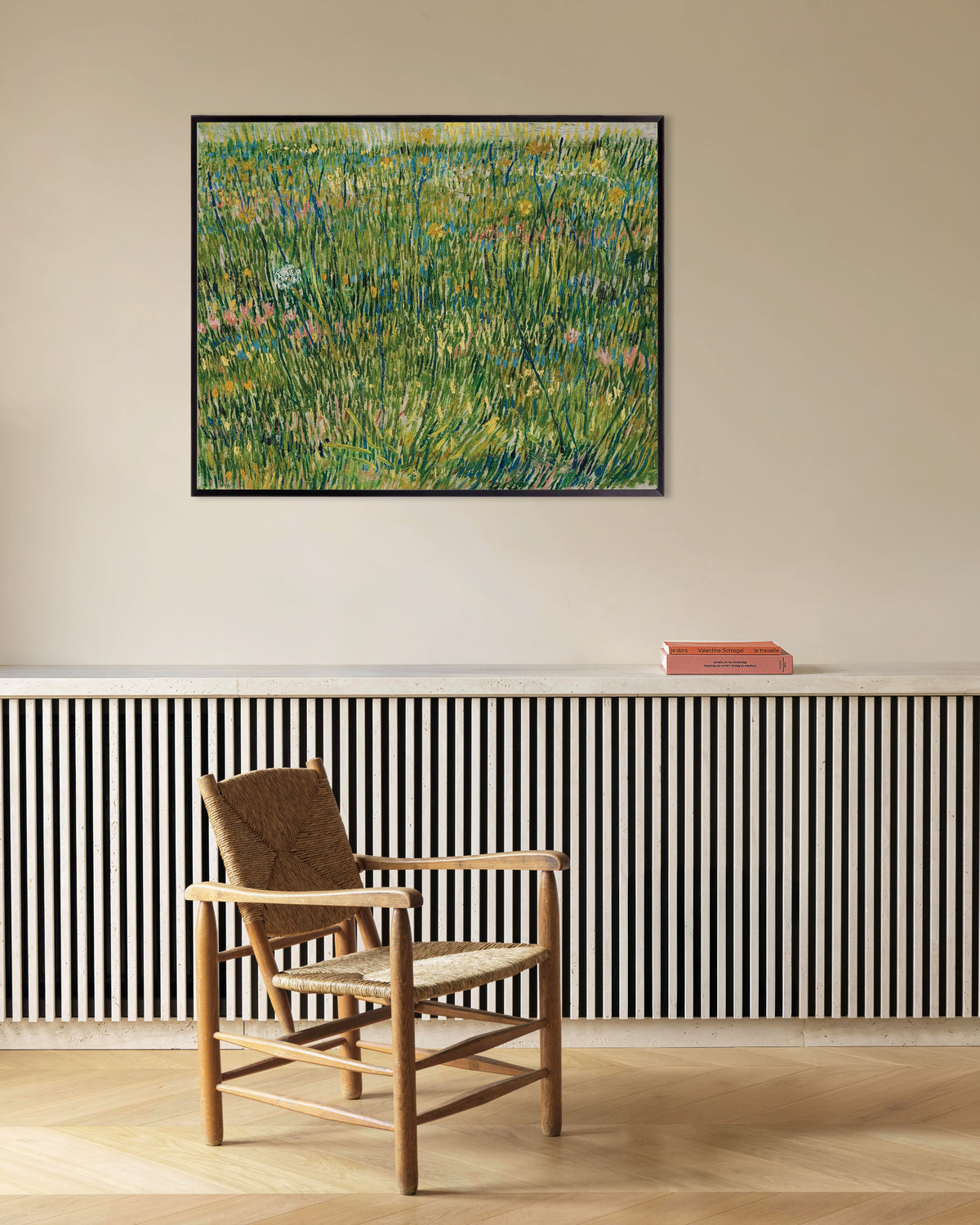 Juliste teoksesta Vincent van Goghin Ruohotilkku (1887), metallikehyksellä