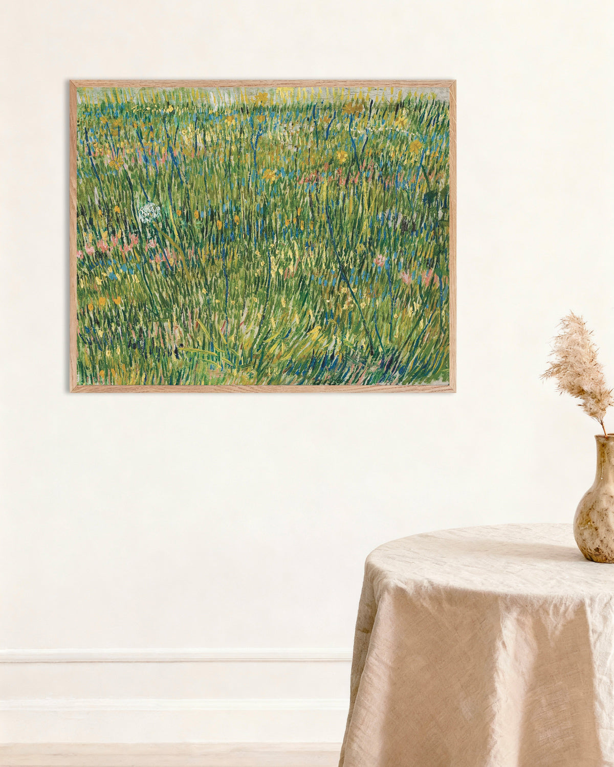 Juliste teoksesta Vincent van Goghin Ruohotilkku (1887), luonnonvärisillä puukehyksillä