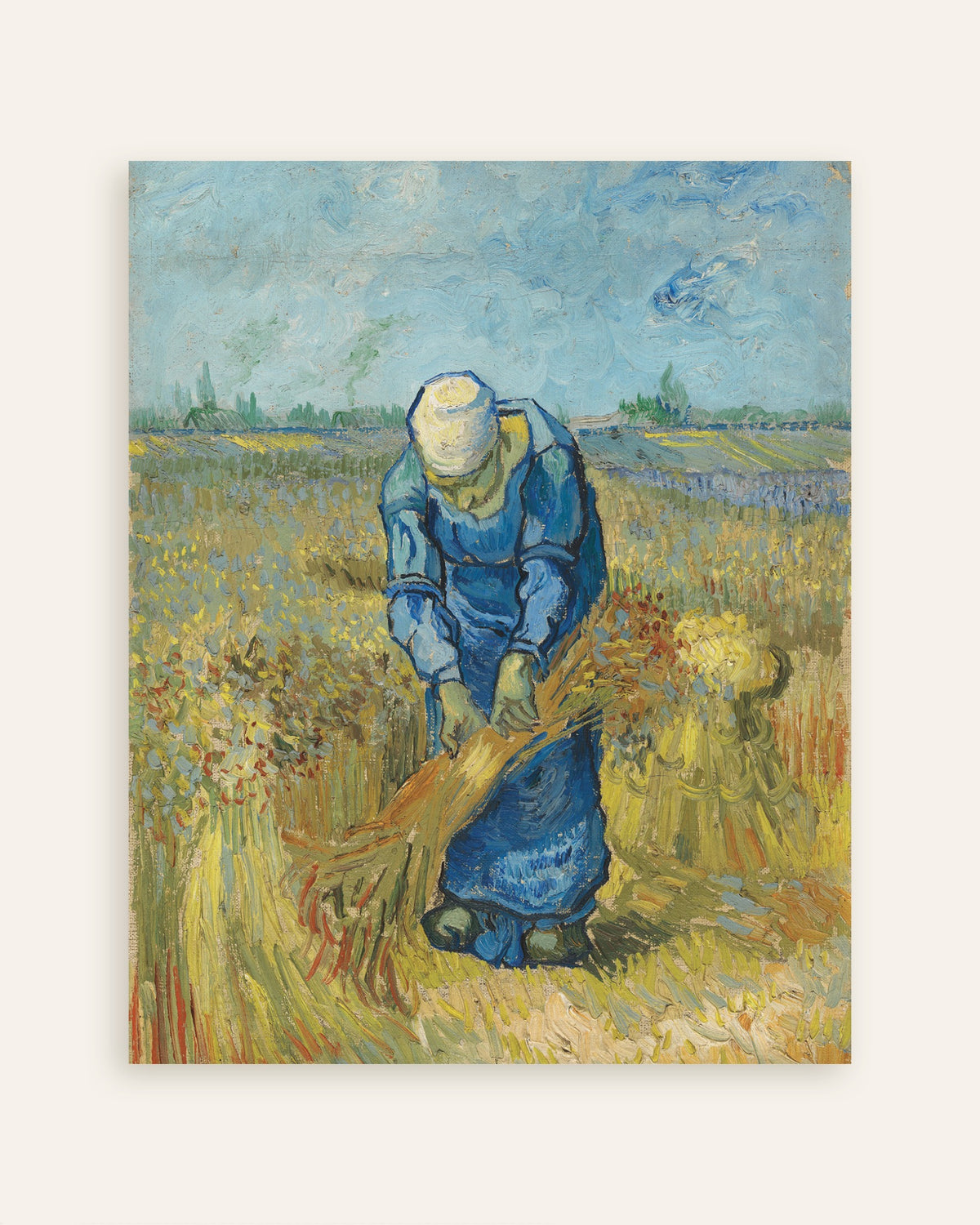 Vincent van Goghin juliste Lyhteitä sitova talonpoikaisnainen, Millet’n mukaan (1889), pienoiskuva