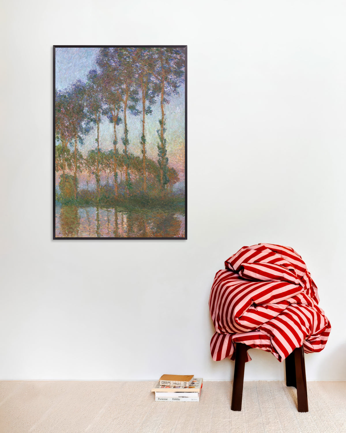 Claude Monet’n Poppeleita Epte-joen rannalla, hämärä (1891) -juliste metallikehyksessä